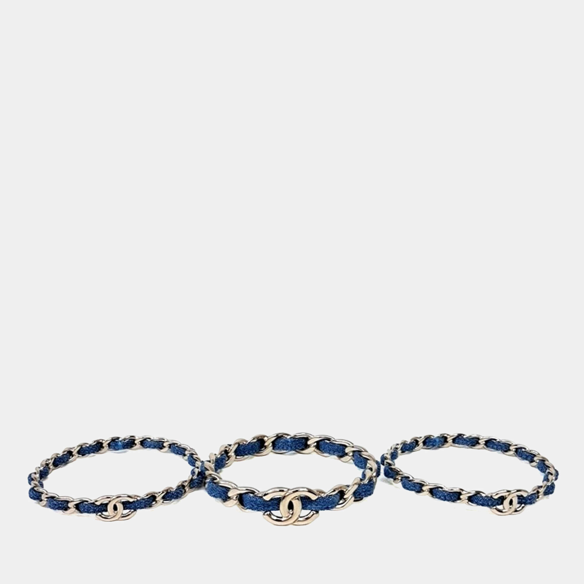Pre Owned Chanel Denim Gold Tone Bangle Set