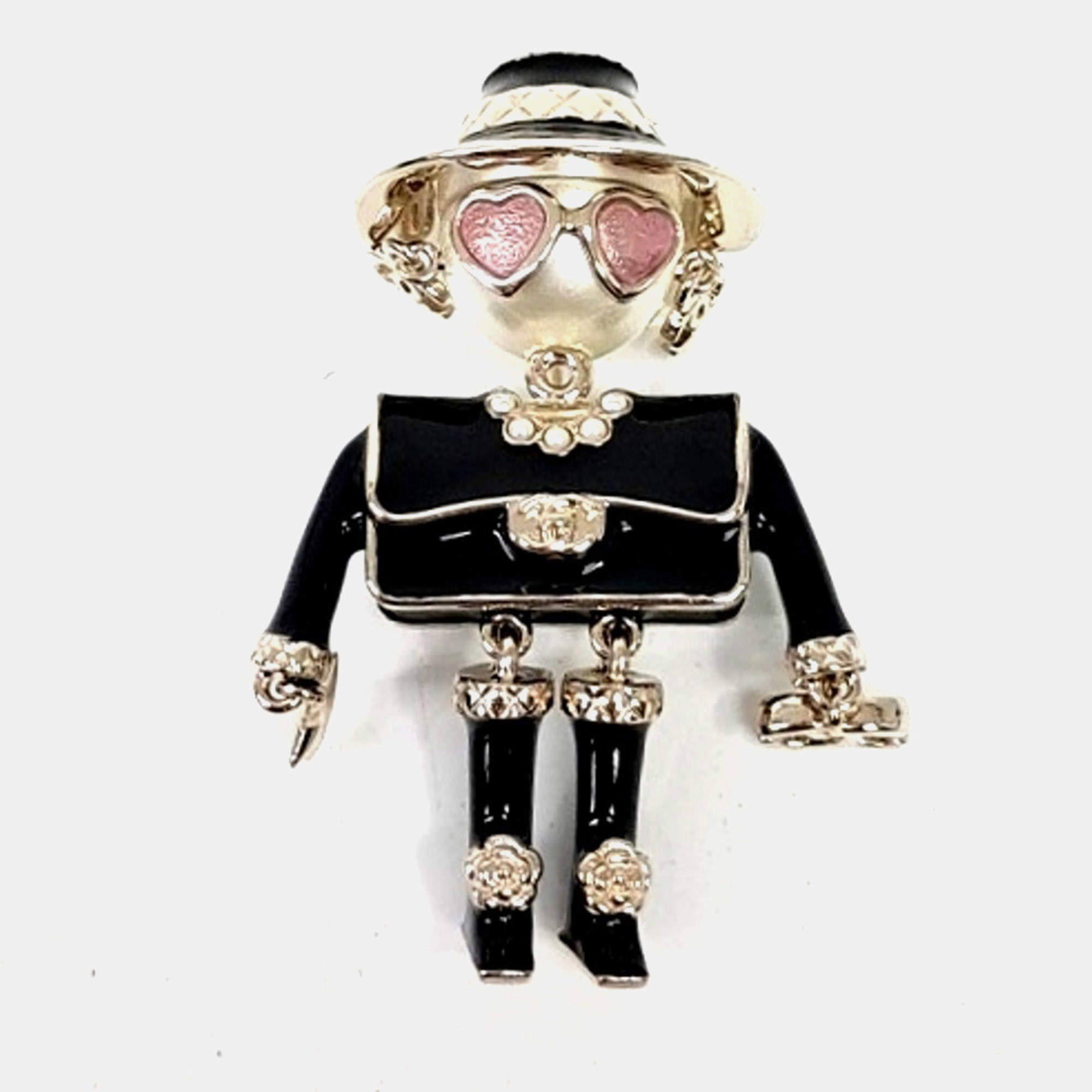 مملوكة مسبقًا Chanel Black/Silver Resin Crystal Brooch