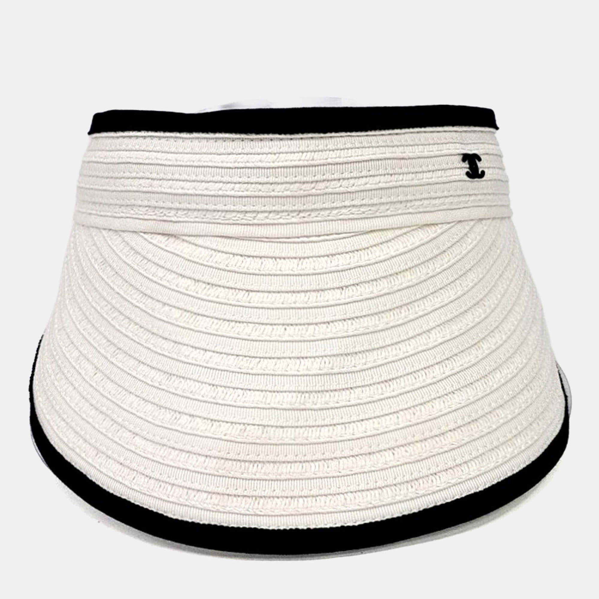 Pre Owned Chanel Black/ White Sun Visor
