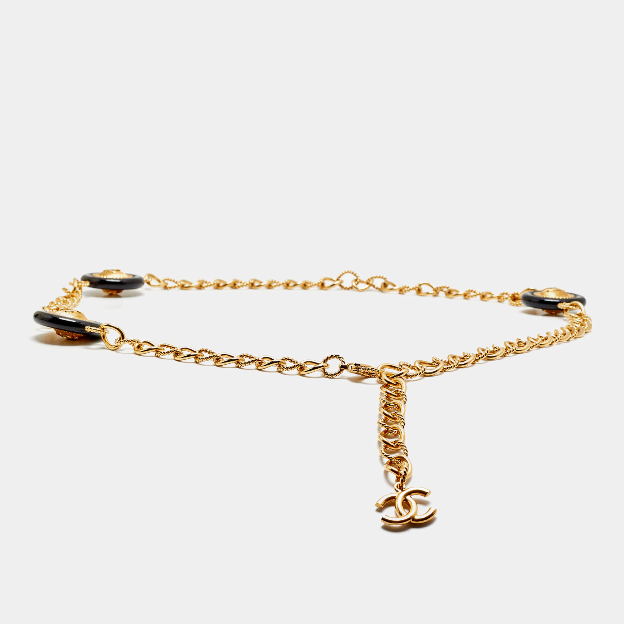 Pre Owned Chanel CC Resin Gold Tone Chain Belt
