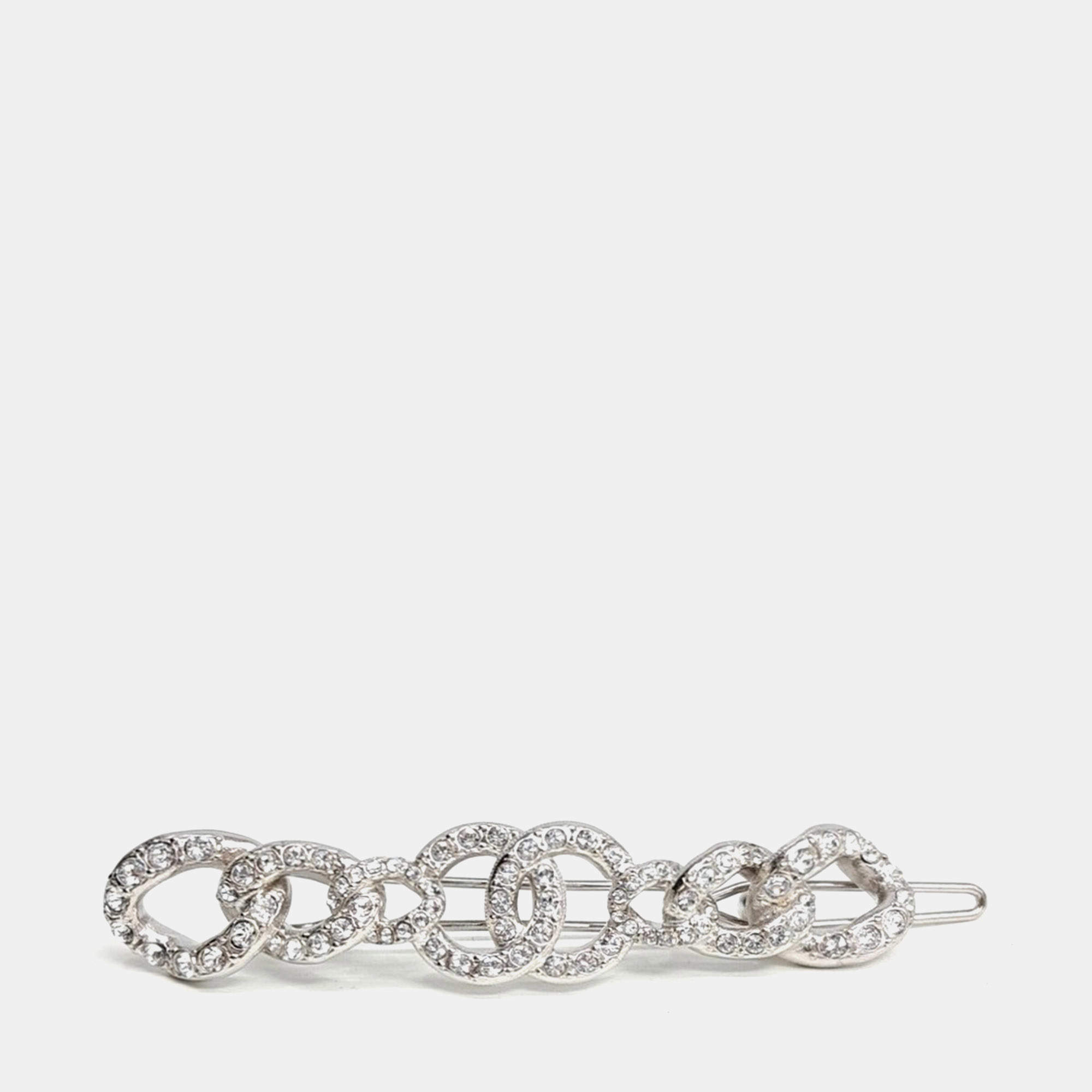 Pre Owned Chanel CC Silver Rhinestone Hairpin
