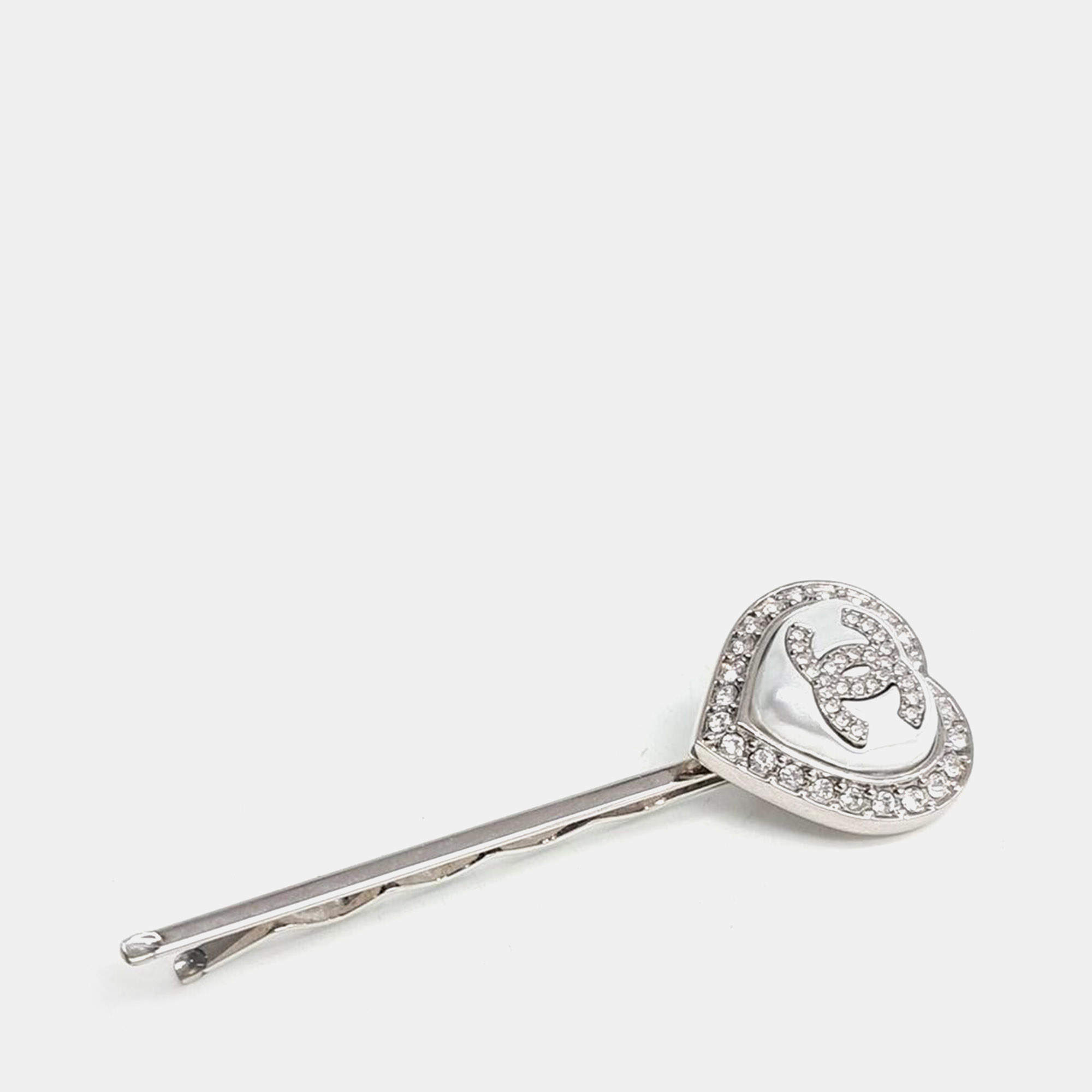 Pre Owned Chanel Silver Rhinestone Hairpin