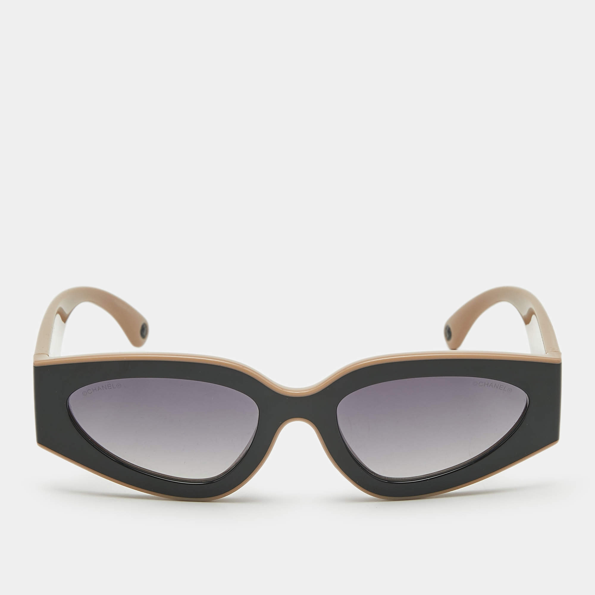 Pre Owned Chanel Black/Brown Gradient 6056 CC Frame Cat Eye Sunglasses