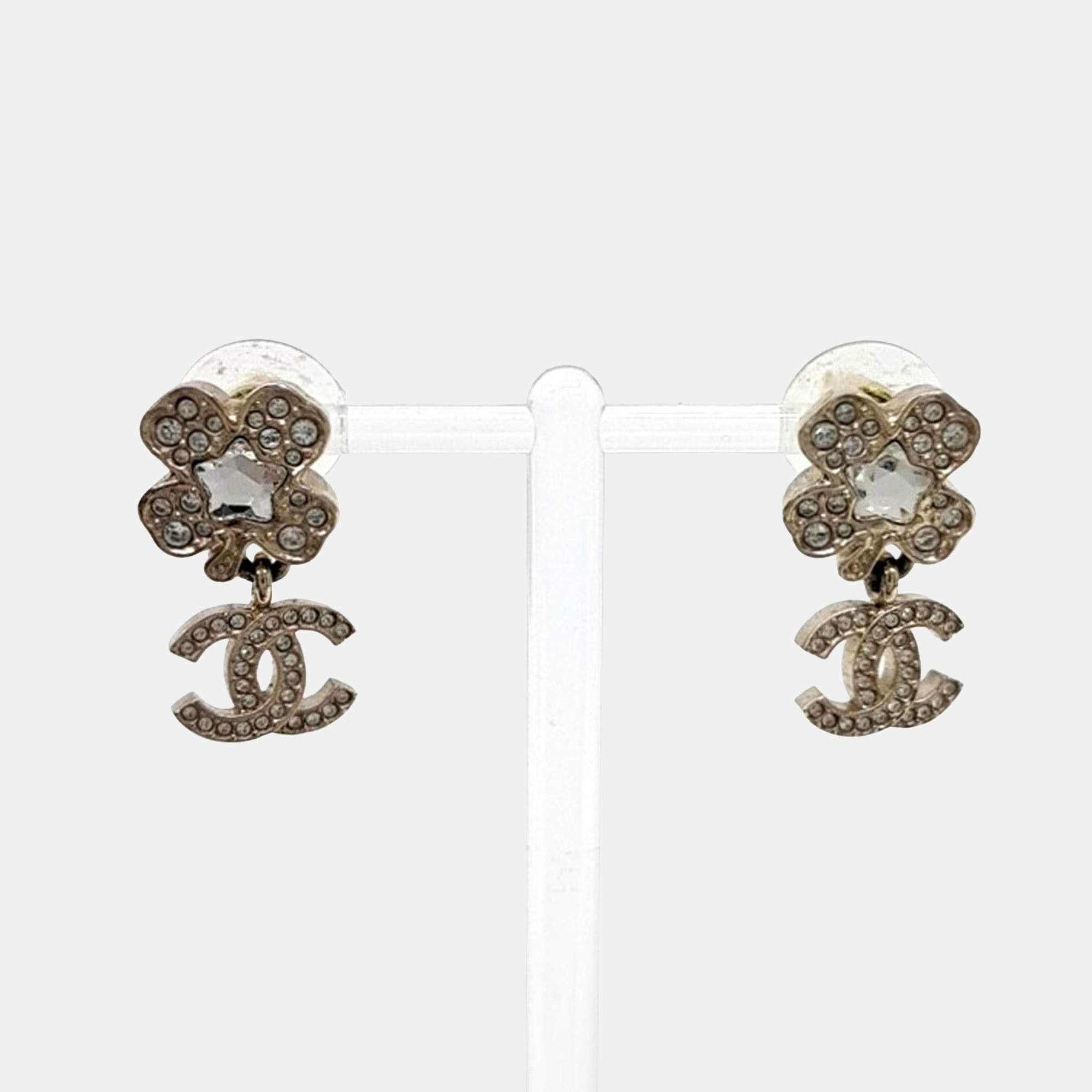 Pre Owned Chanel CC Gold Crystal Earrings