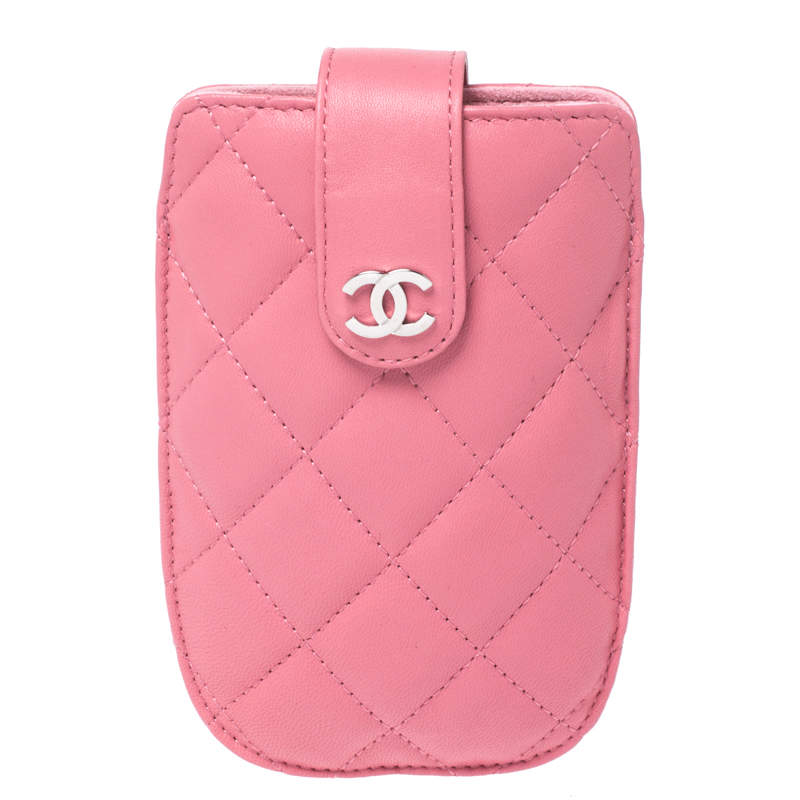 Chanel Pink Quilted Leather CC Phone Case