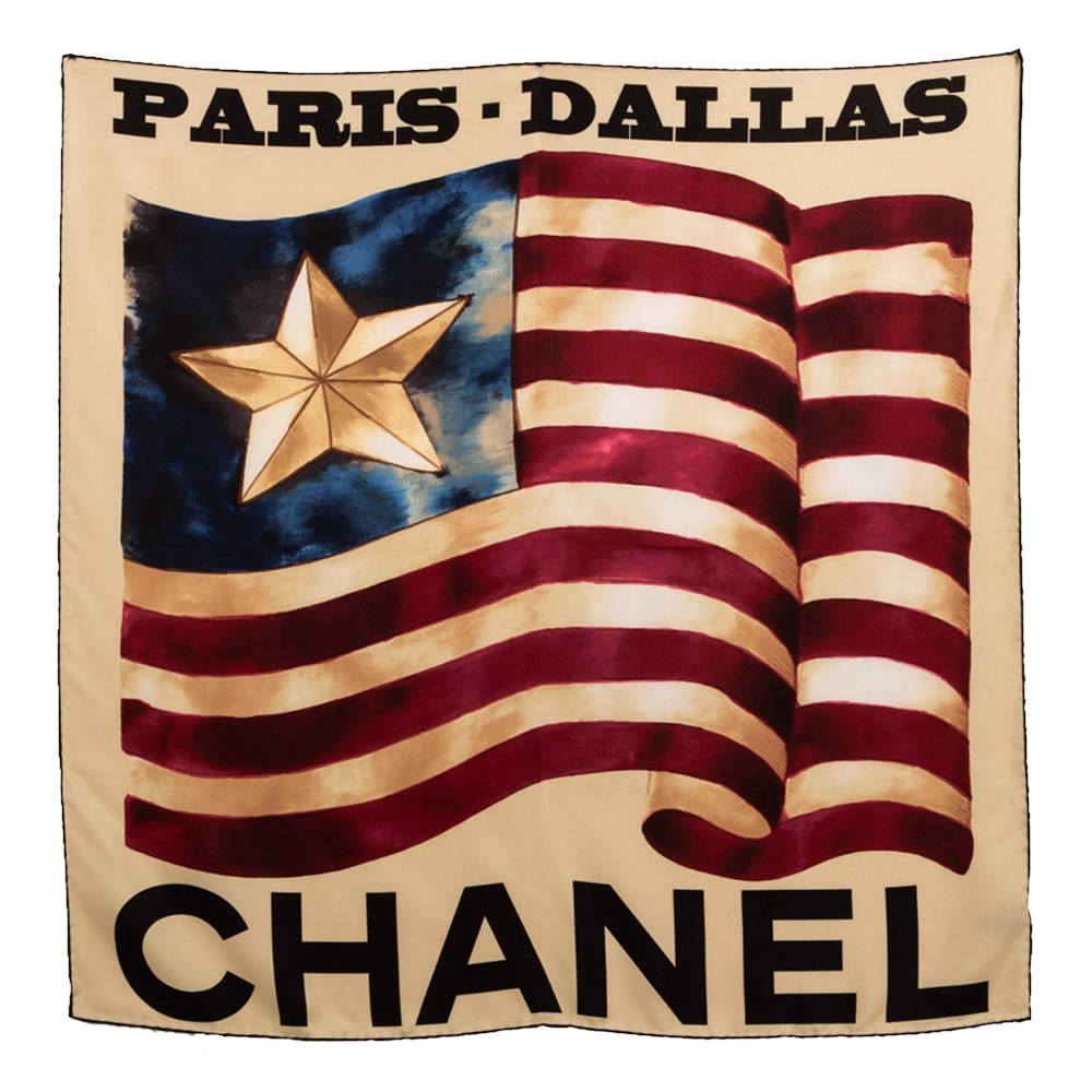 Chanel Cream Paris-Dallas Silk Square Scarf