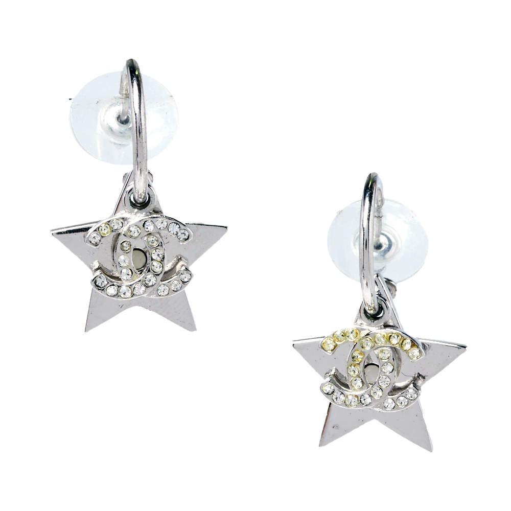 Chanel Crystal Cc Star Drop Hook Earrings Chanel Tlc