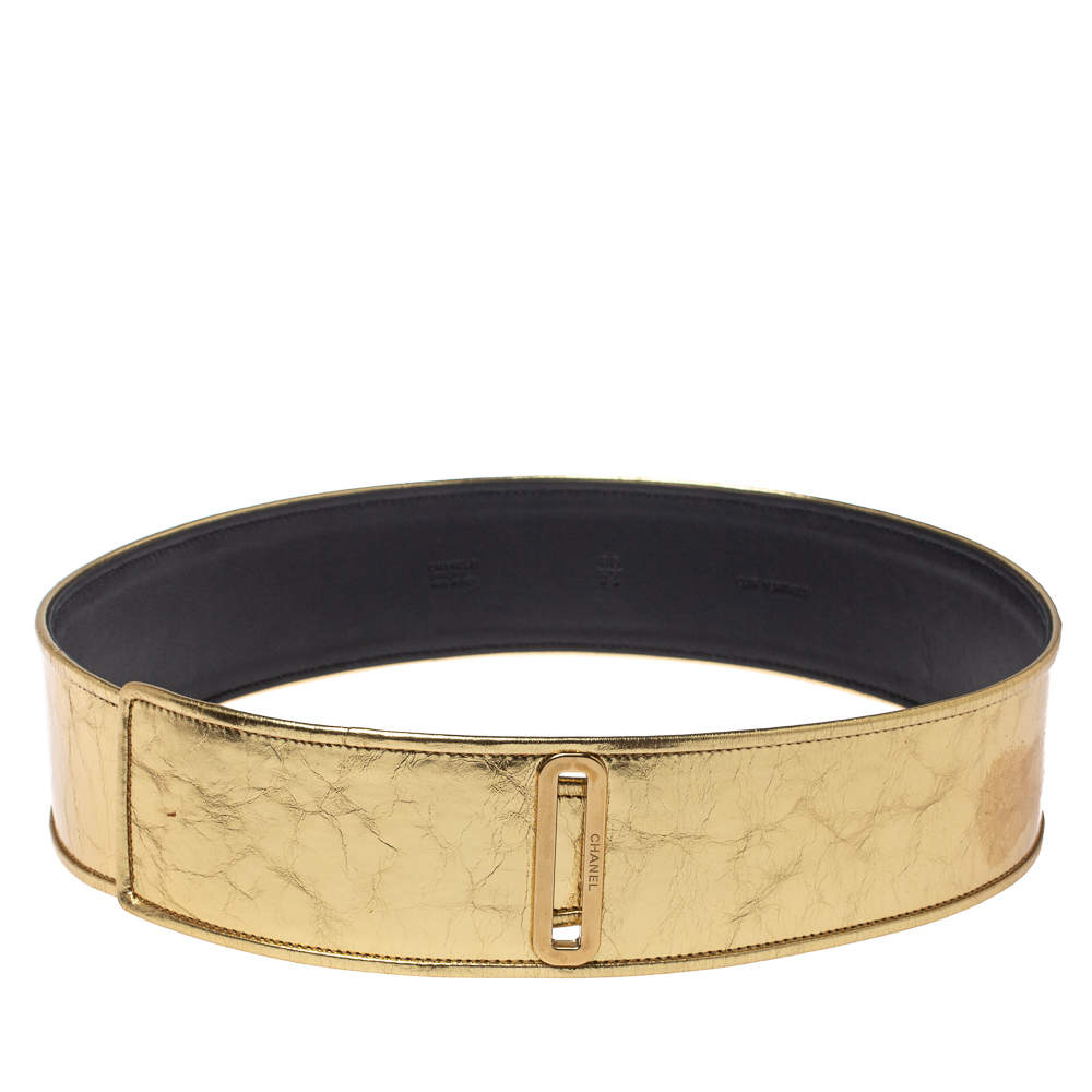 Chanel Metallic Gold Distressed Leather Waist Belt 85CM Chanel | The ...
