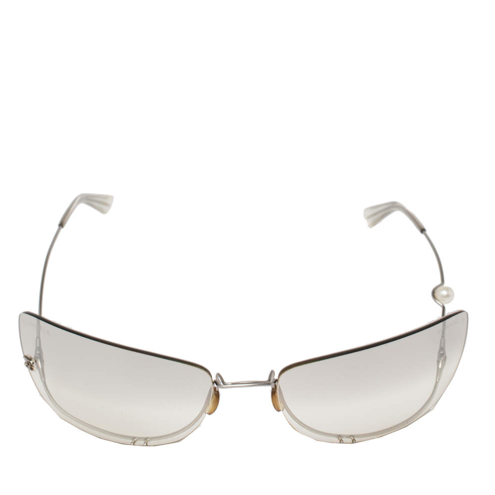 Chanel Silver 4053 Rimless Pearl Sunglasses Chanel