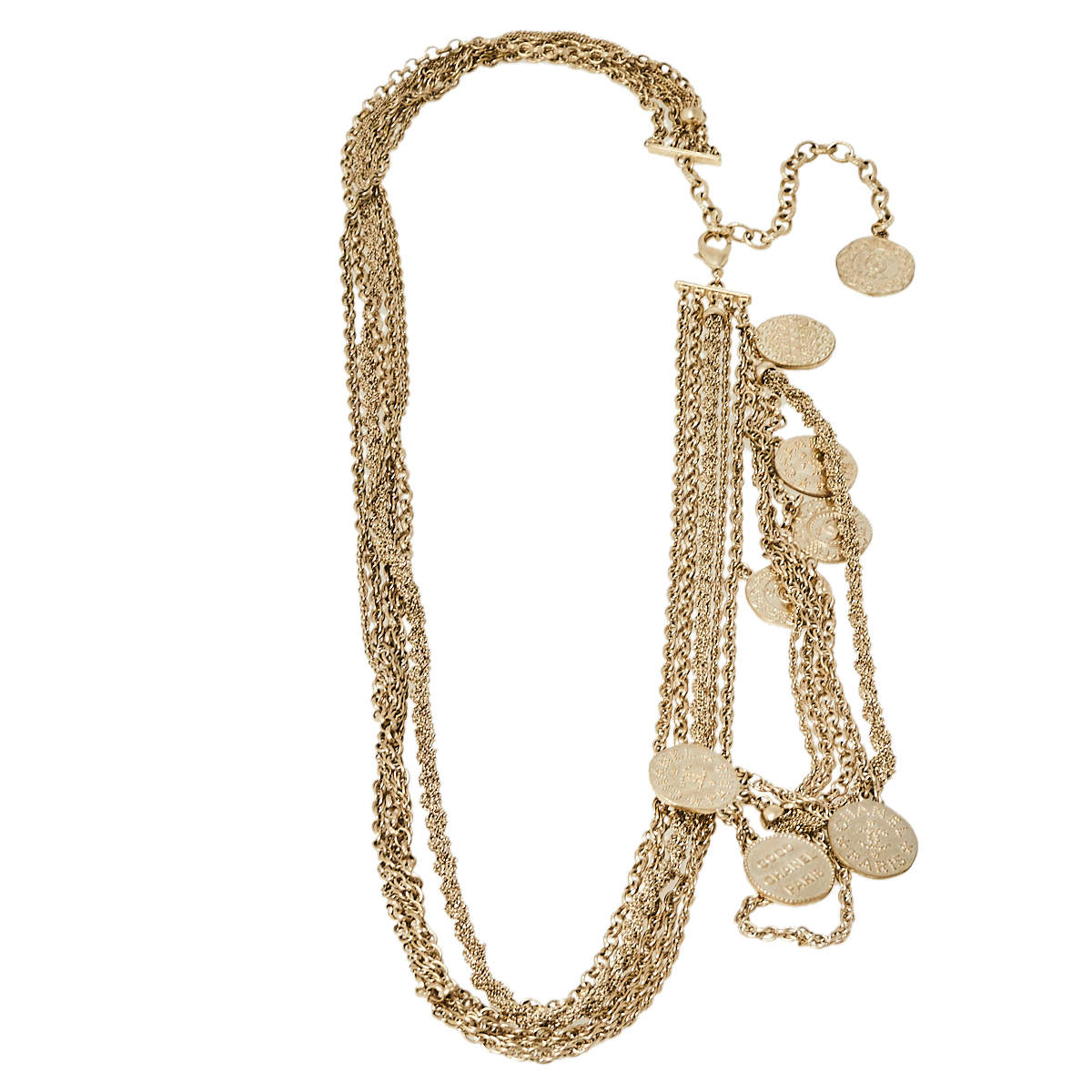 Pre Owned Chanel CC Coin Charm Multi Chain Gold Tone Belt / Necklace