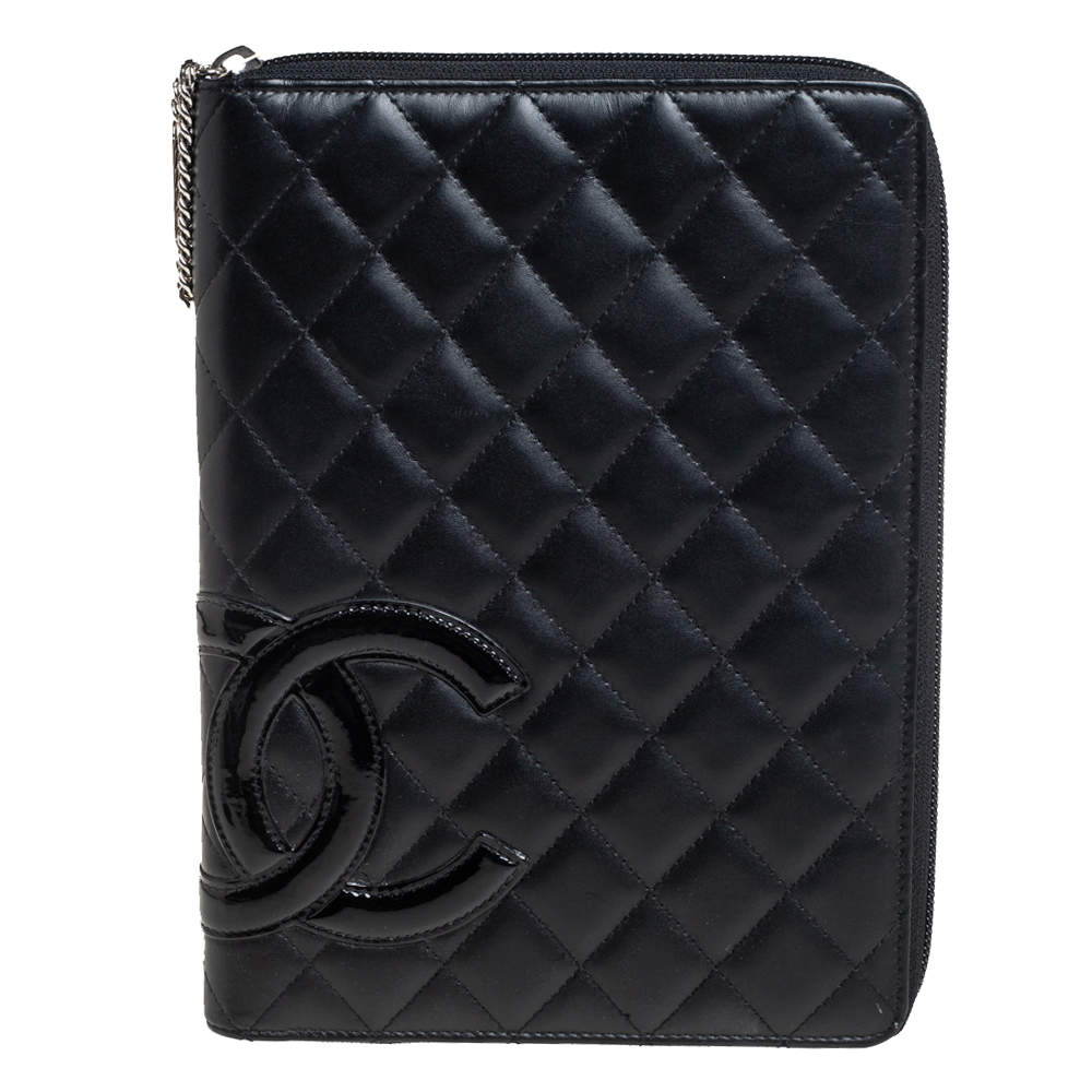 Pre Owned Chanel Black Leather Large Cambon Agenda Cover