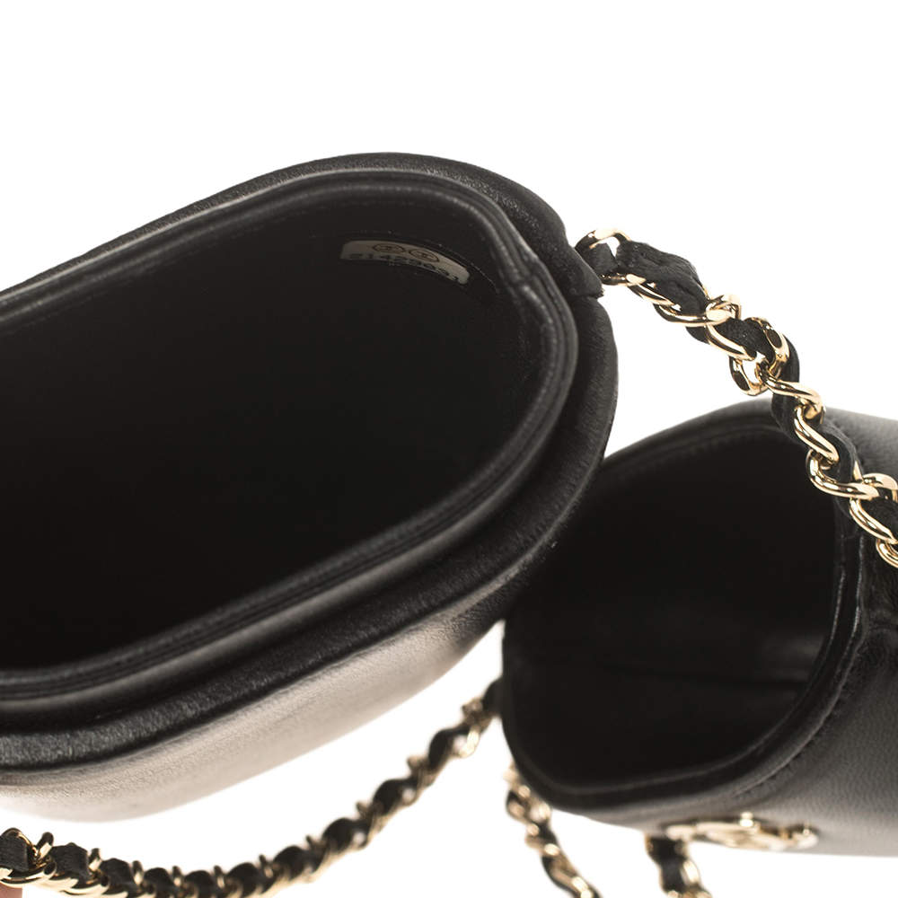 Chanel Black Leather CC Glasses Case Chanel