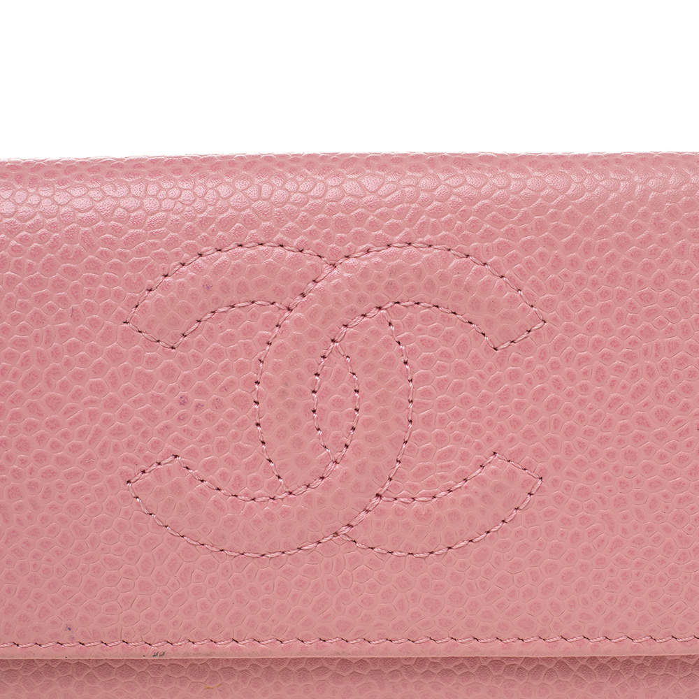 Chanel CC Key Holder Caviar Leather Case Wallet Pink 22826381