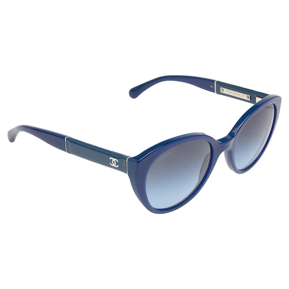 مملوكة مسبقًا Chanel Blue/Blue Gradient CC Logo 5252Q Oval Sunglasses