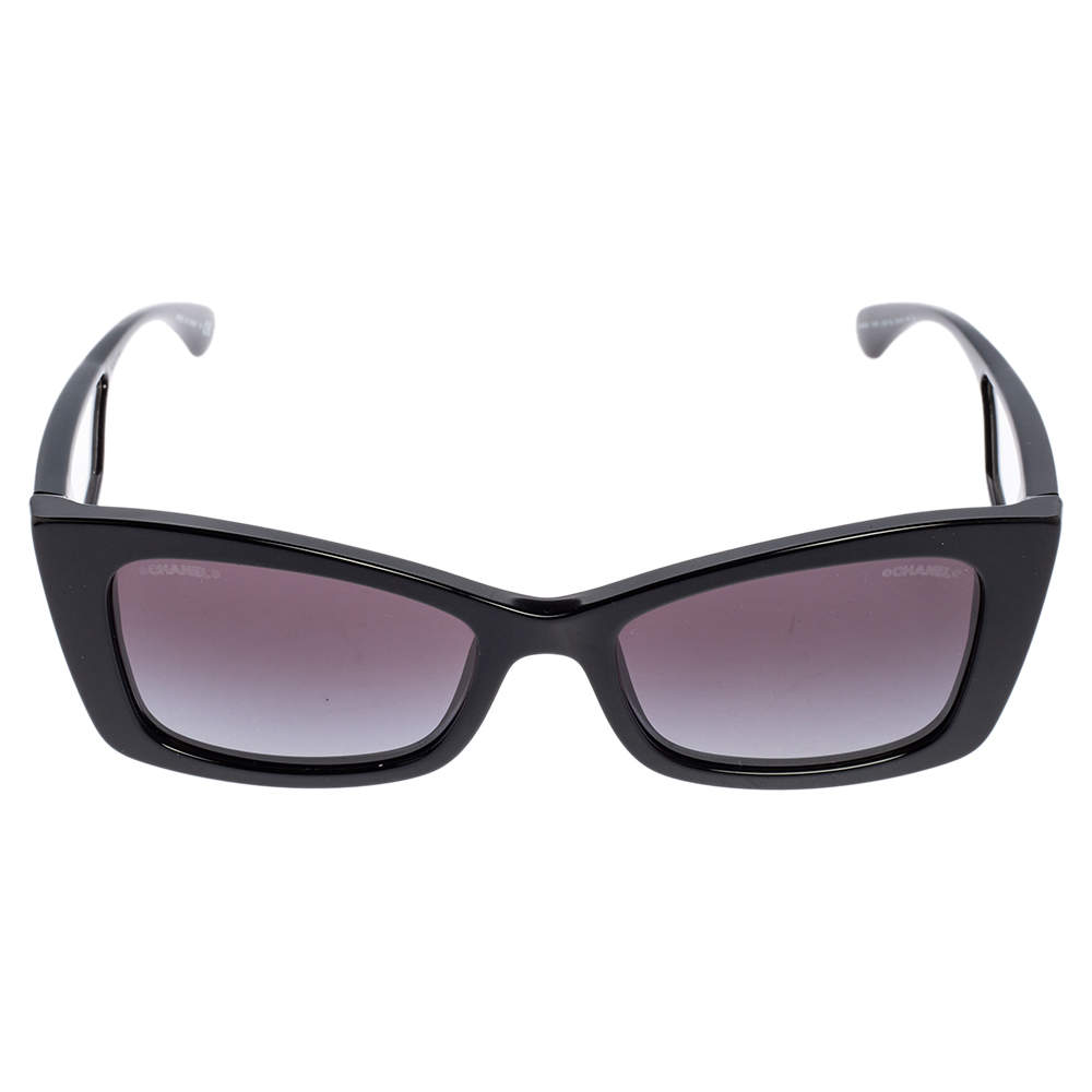 Chanel Black Acetate 5430 Gradient Rectangular Sunglasses