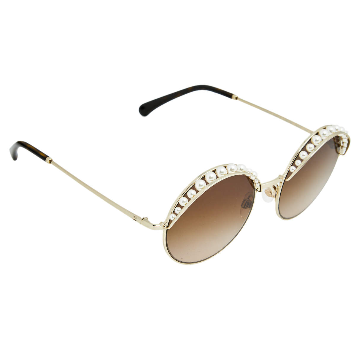 Chanel  Round Sunglasses  Gold Light Brown  Chanel Eyewear  Avvenice