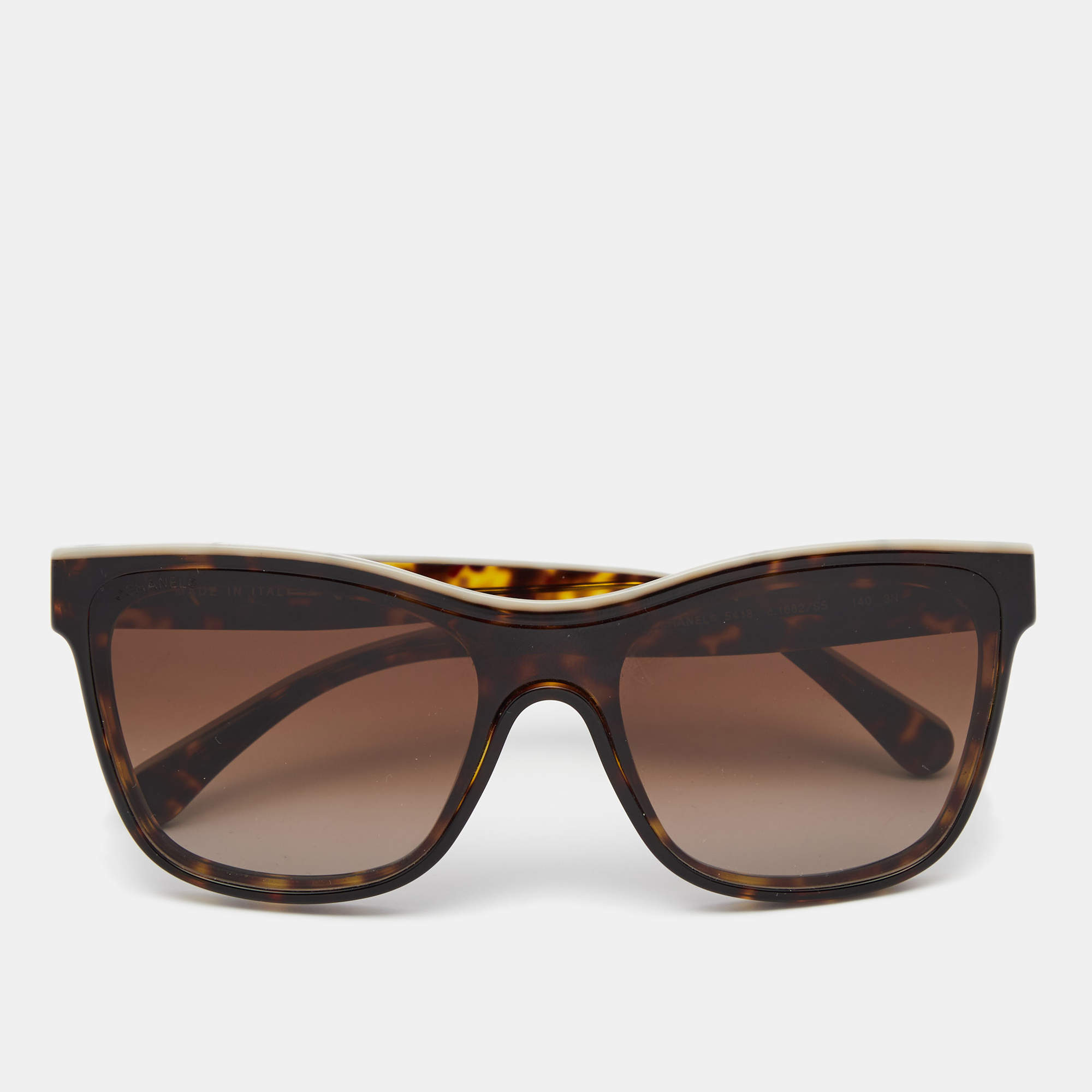 Chanel Brown Havana 5418 Shield Sunglasses