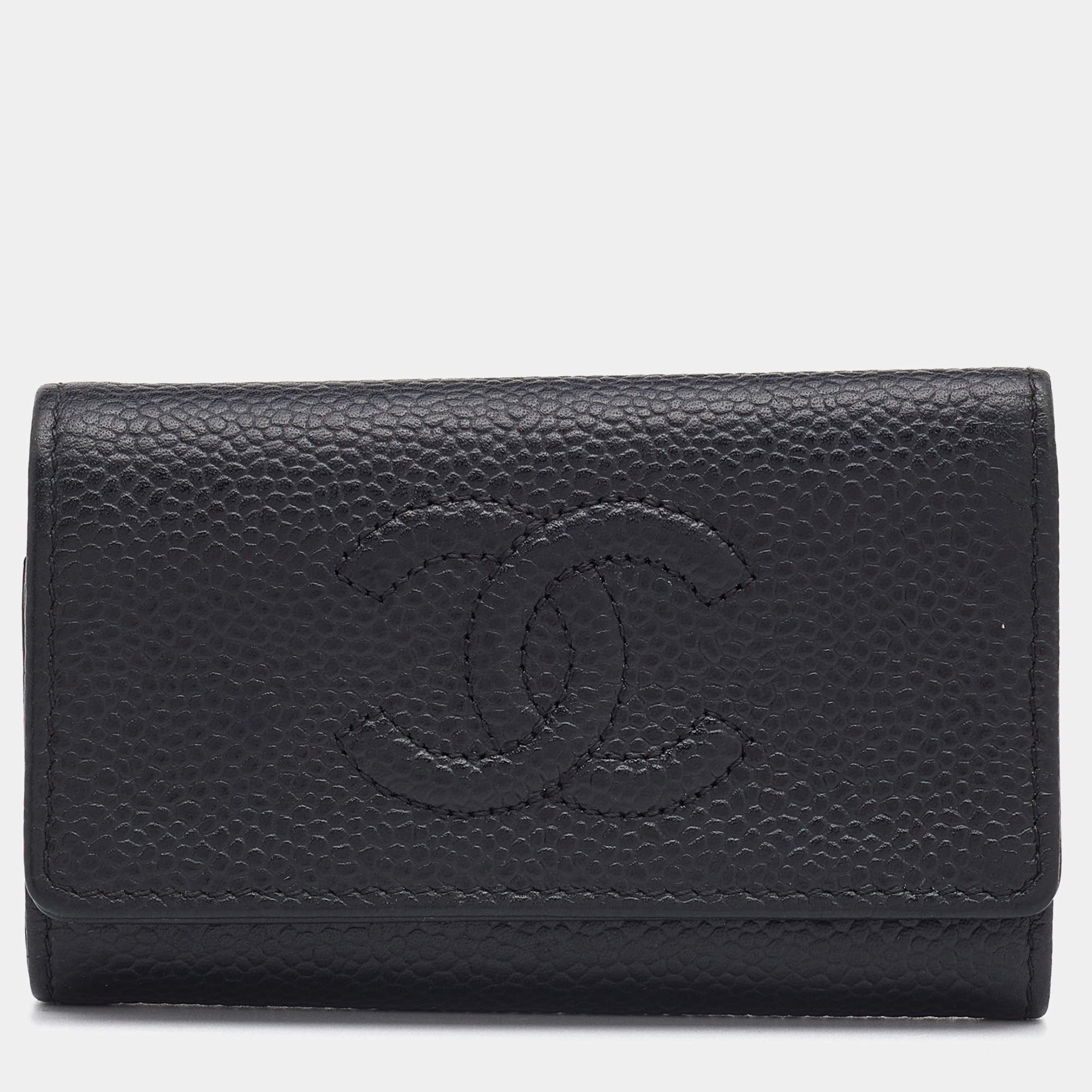 CHANEL Lambskin Quilted 6 Key Holder Black 1267928