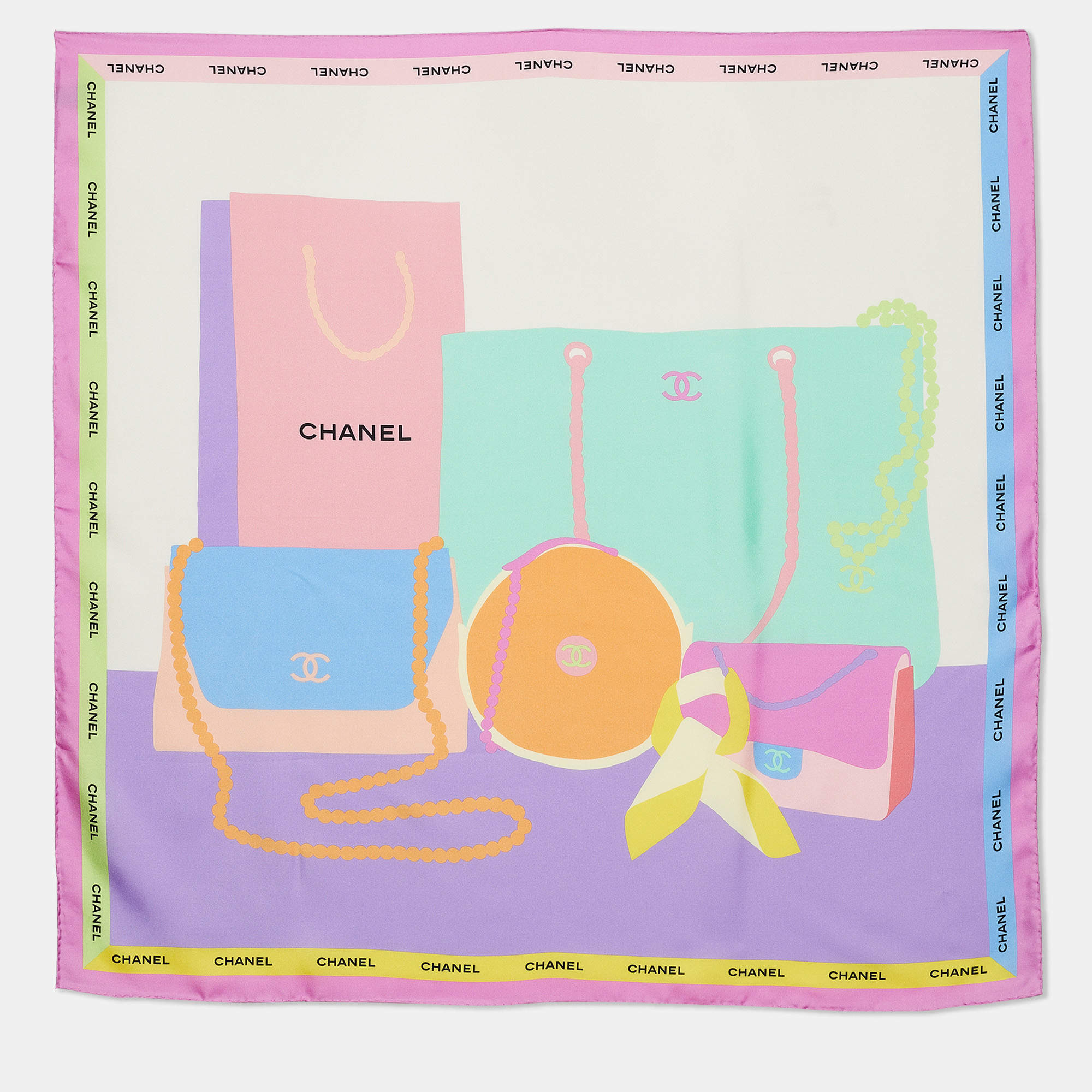 Chanel Multicolor Bags Print Silk Scarf Chanel | TLC