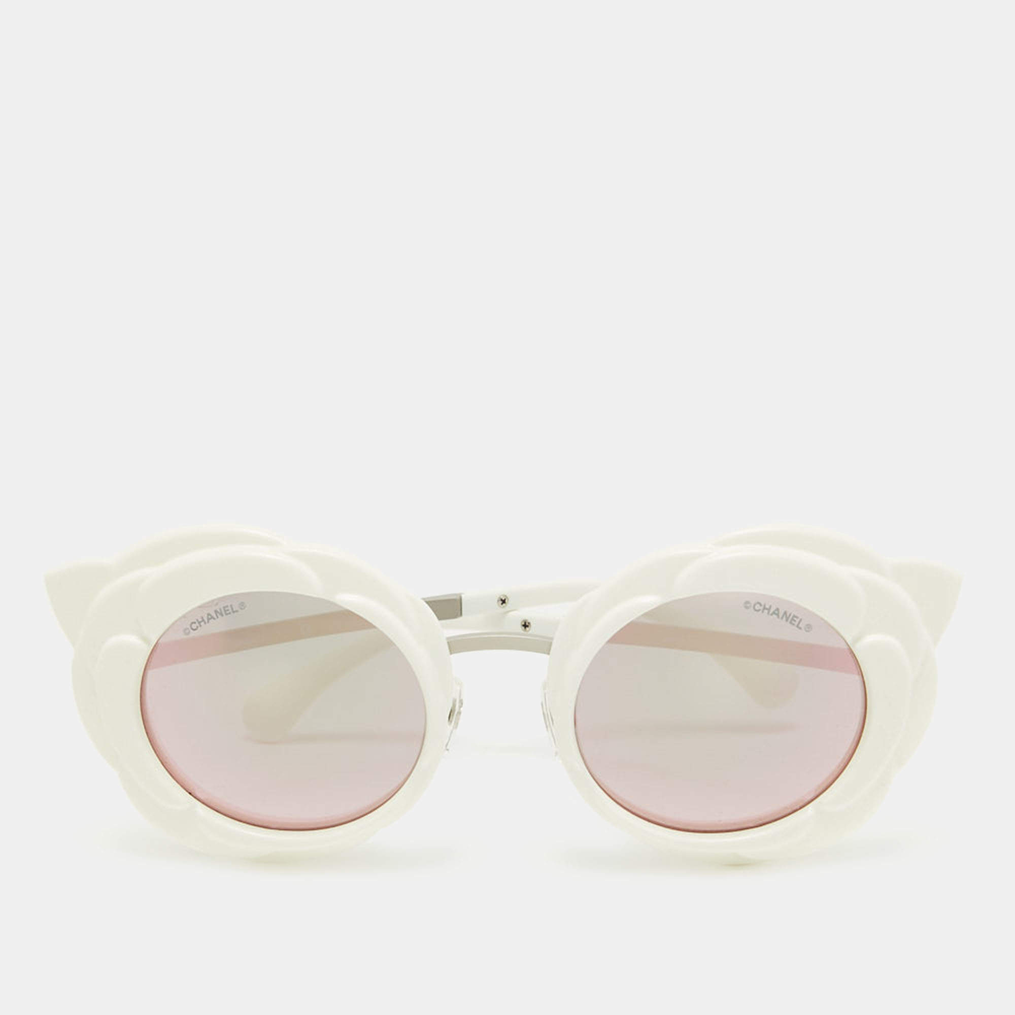 Chanel white 2024 circle sunglasses