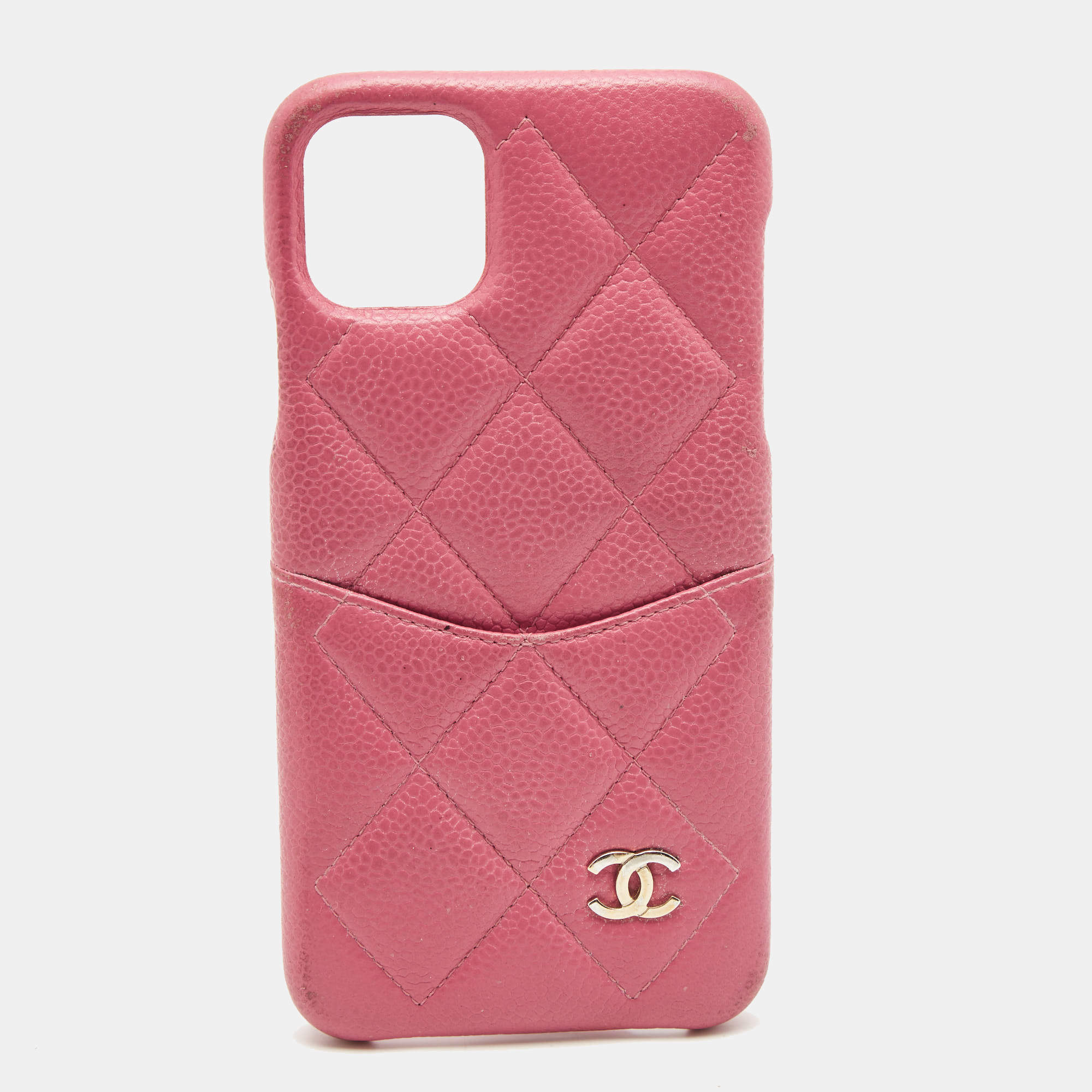 Chanel Pink Quilted Caviar Classic iPhone 11 Pro Max Case Chanel