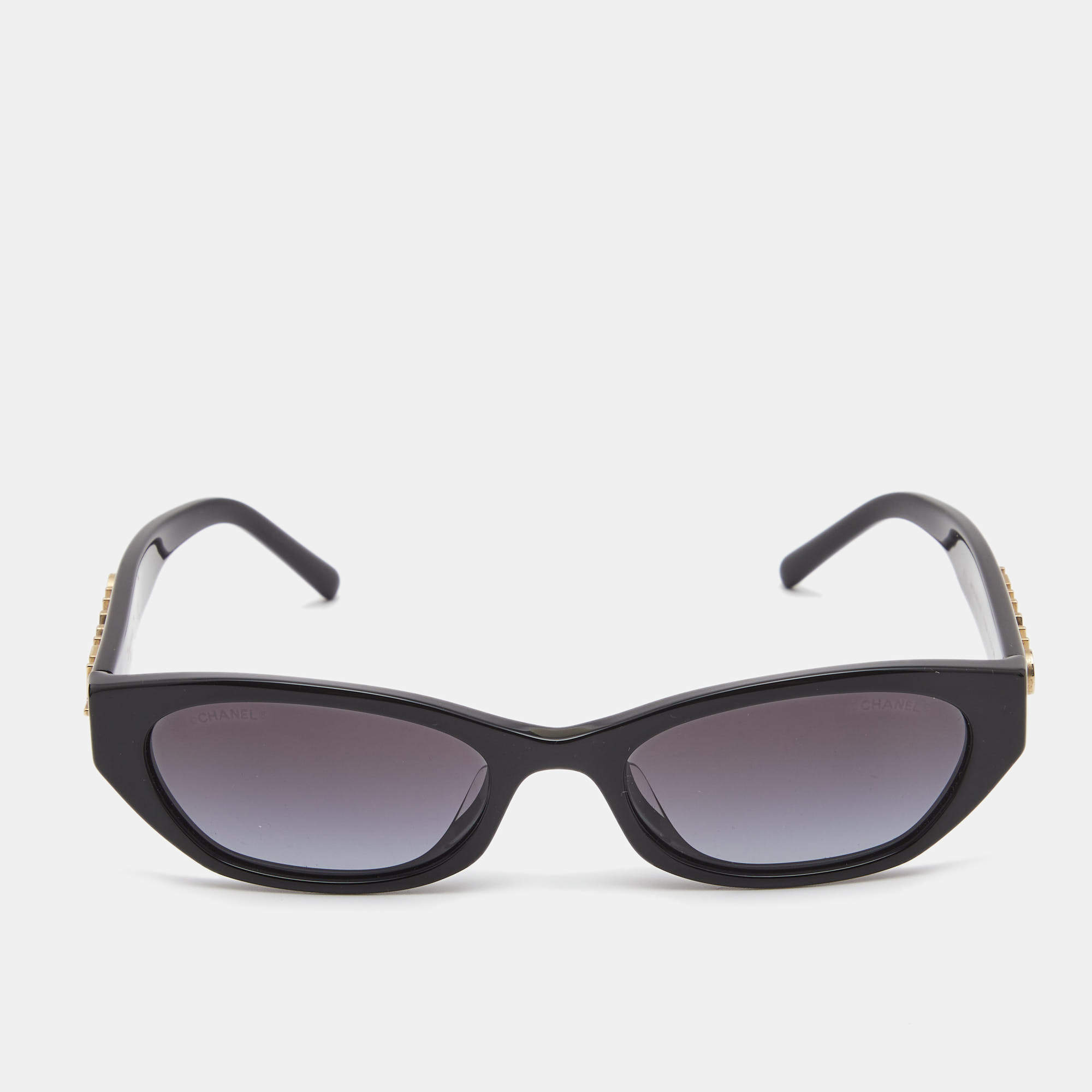 Chanel Black Logo Rectangle Gradient Sunglasses