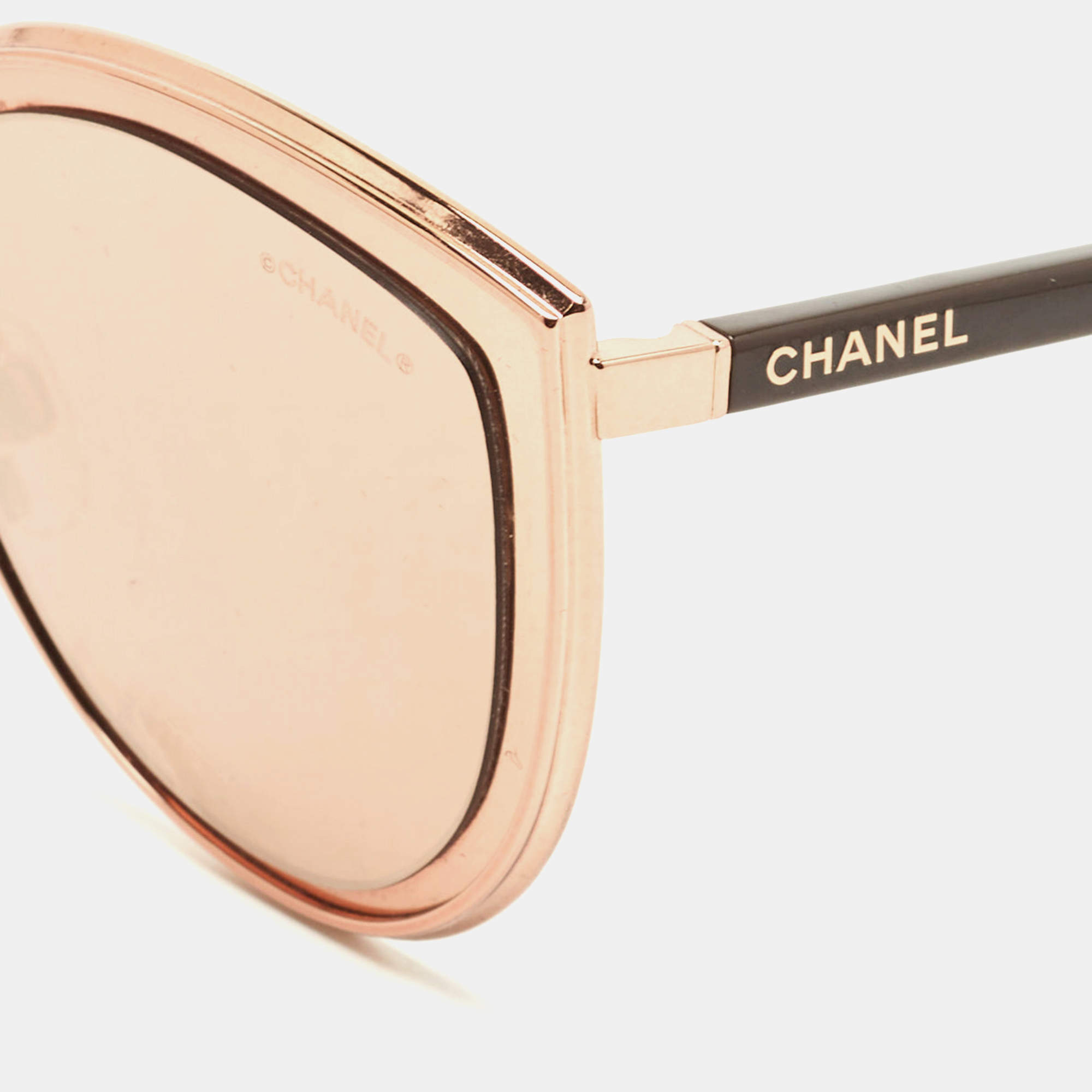 Chanel Rose Gold Tone/Pink Mirrored 4222 Cat-Eye Sunglasses