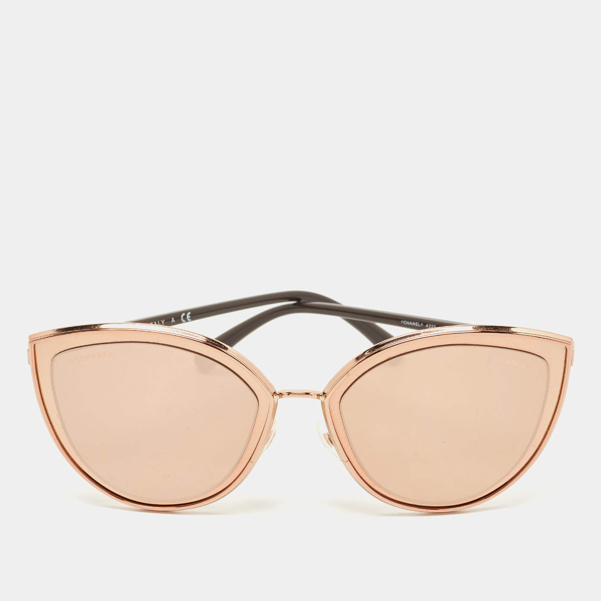 Chanel Rose Gold Tone/Pink Mirrored 4222 Cat-Eye Sunglasses