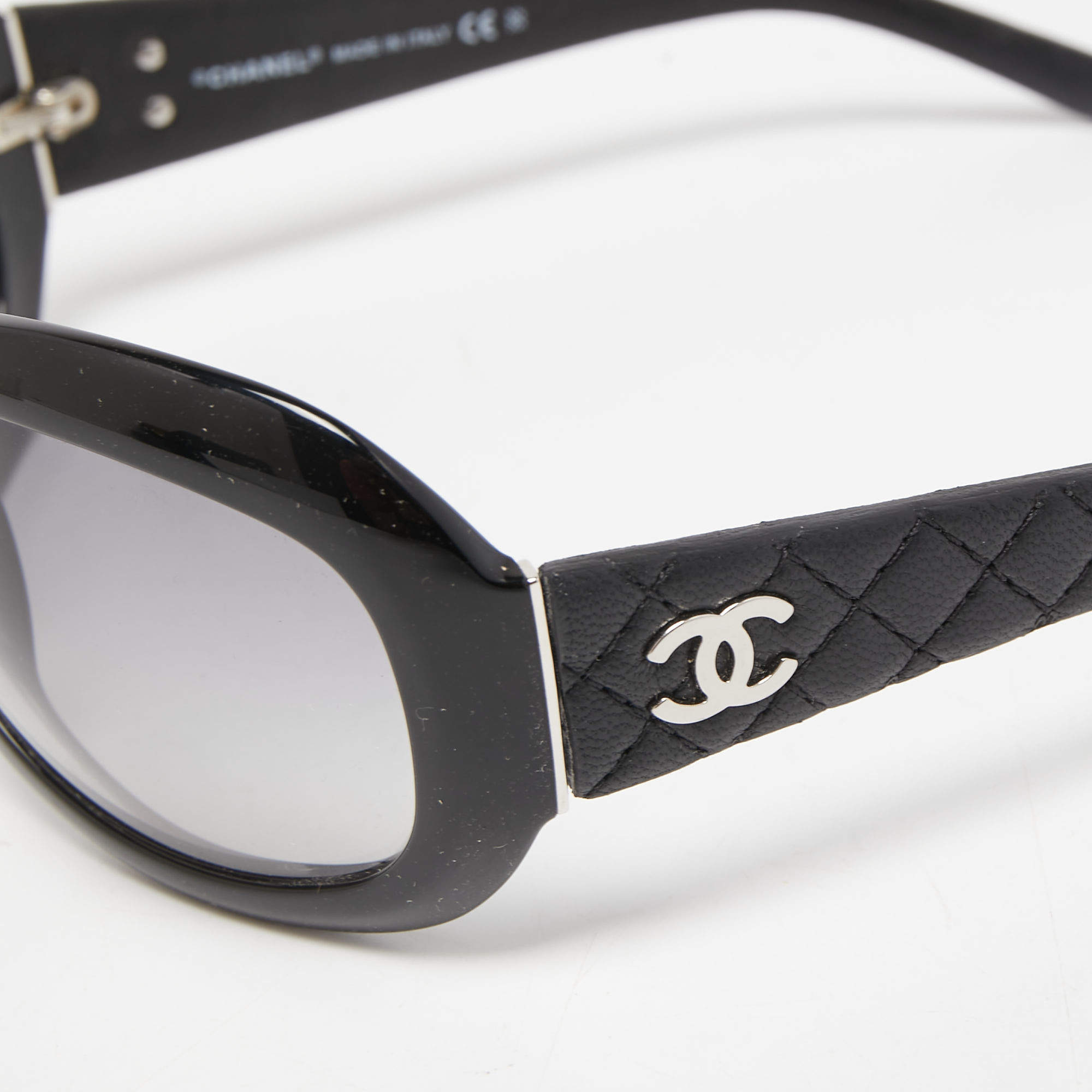 Chanel Black/Grey Gradient 5116-Q Quilted Leather CC Logo Sunglasses