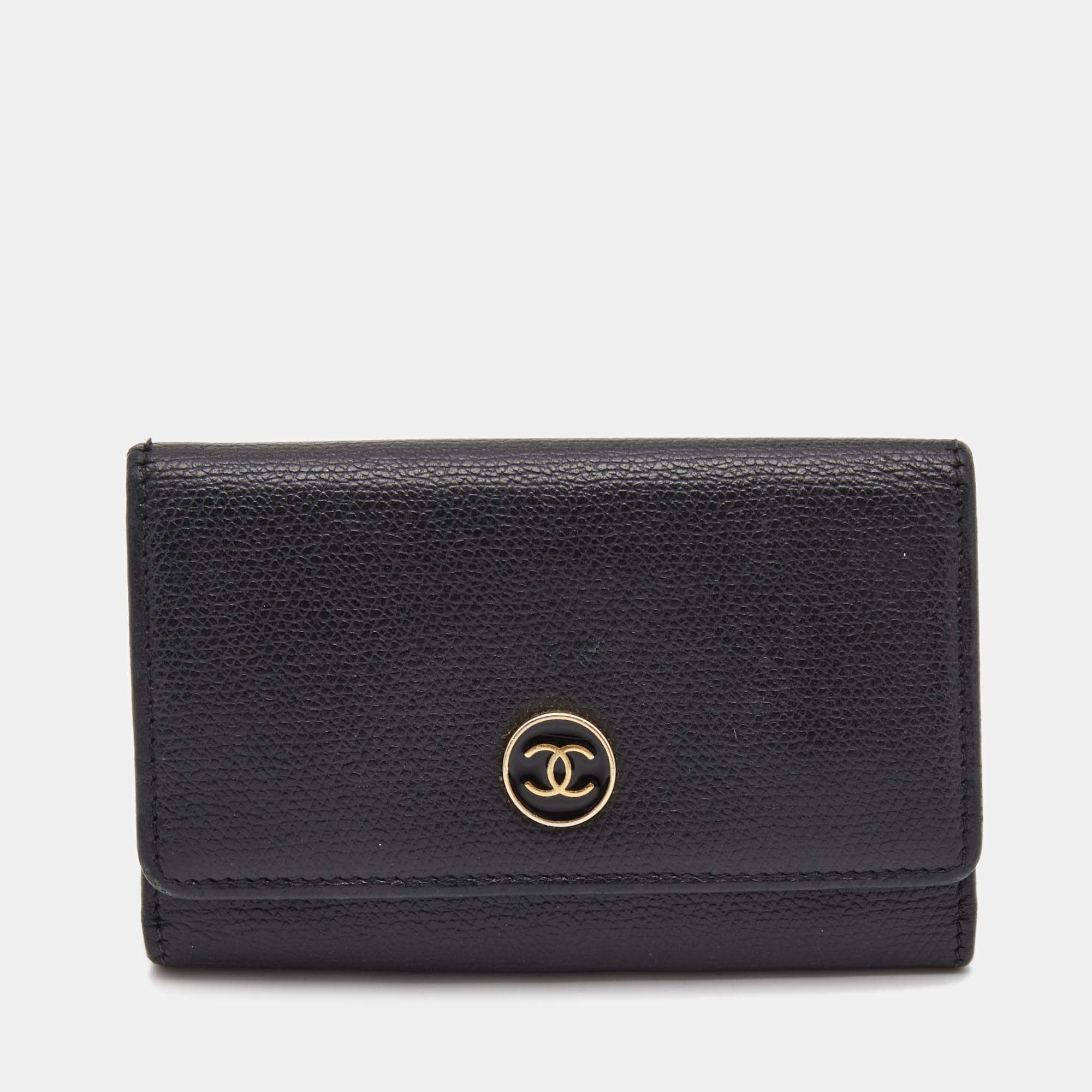 Chanel Black Leather CC Flap Key Holder