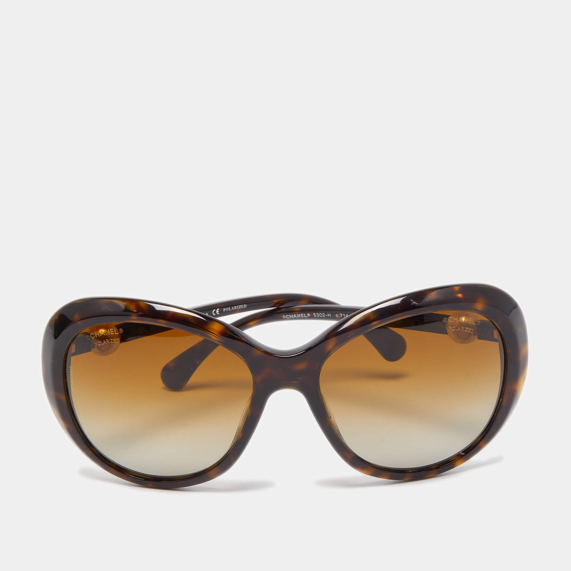 Chanel Brown Tortoise 5302-H CC Pearl Oversized Sunglasses Chanel