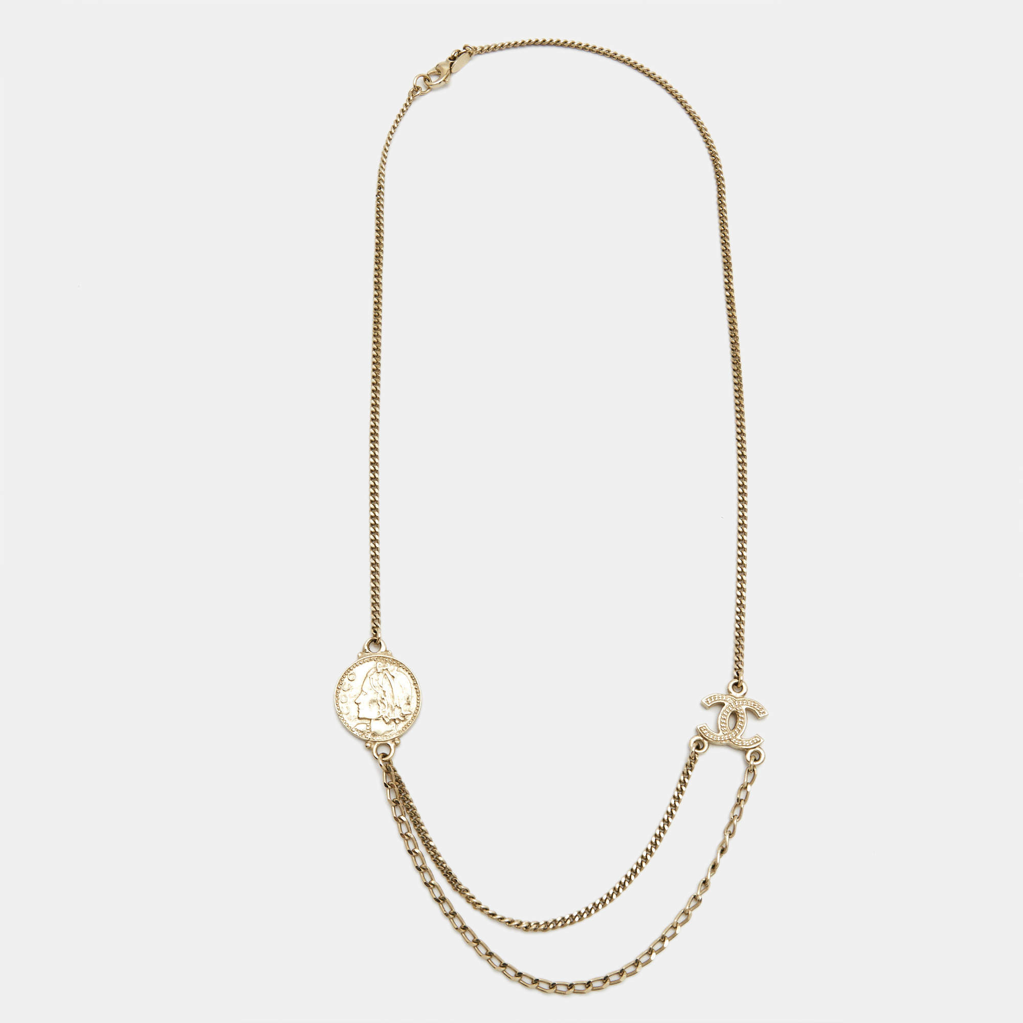 Pre Owned Chanel CC Coco Gold Tone Necklace