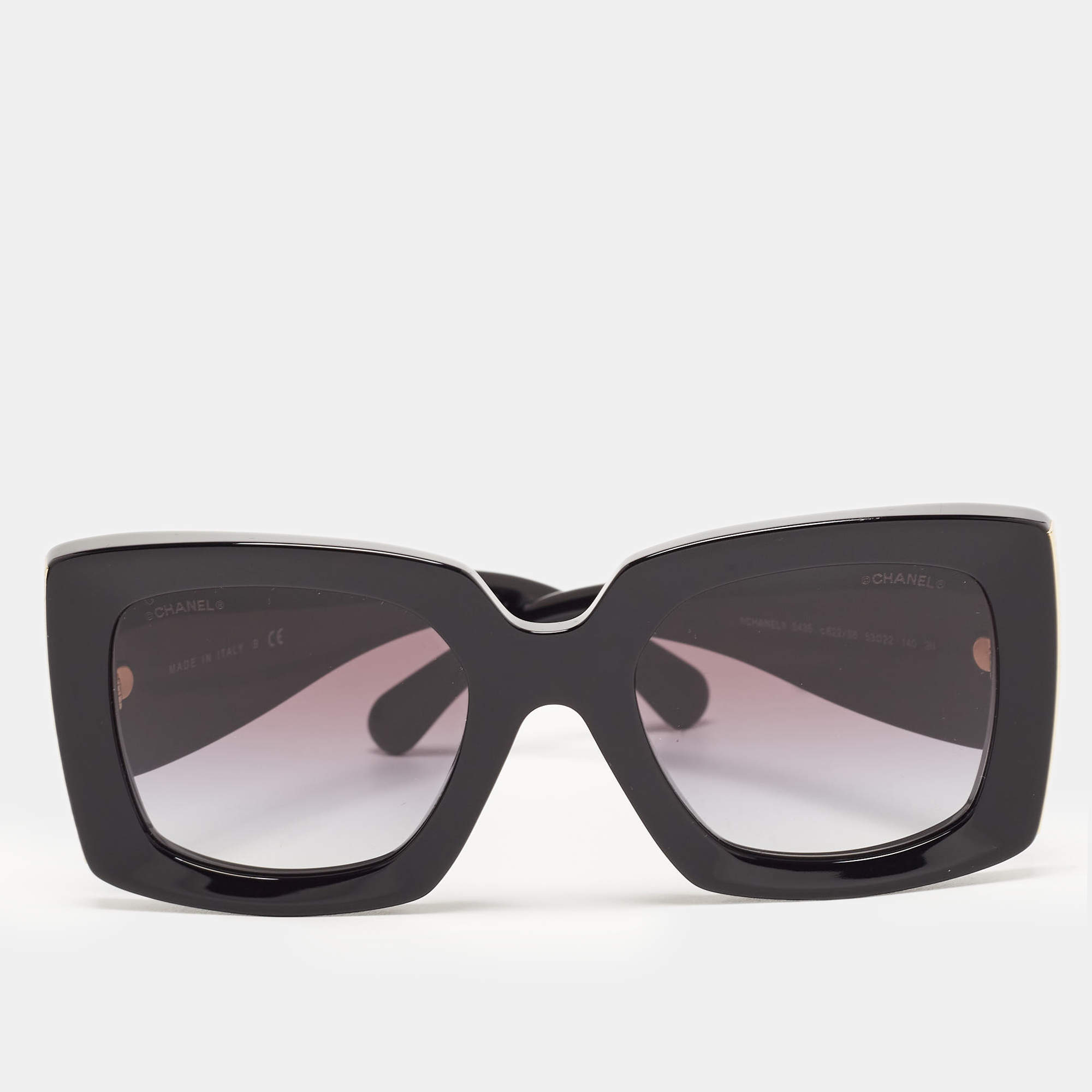 Chanel Black/Gold Gradient CC Rectangular Sunglasses