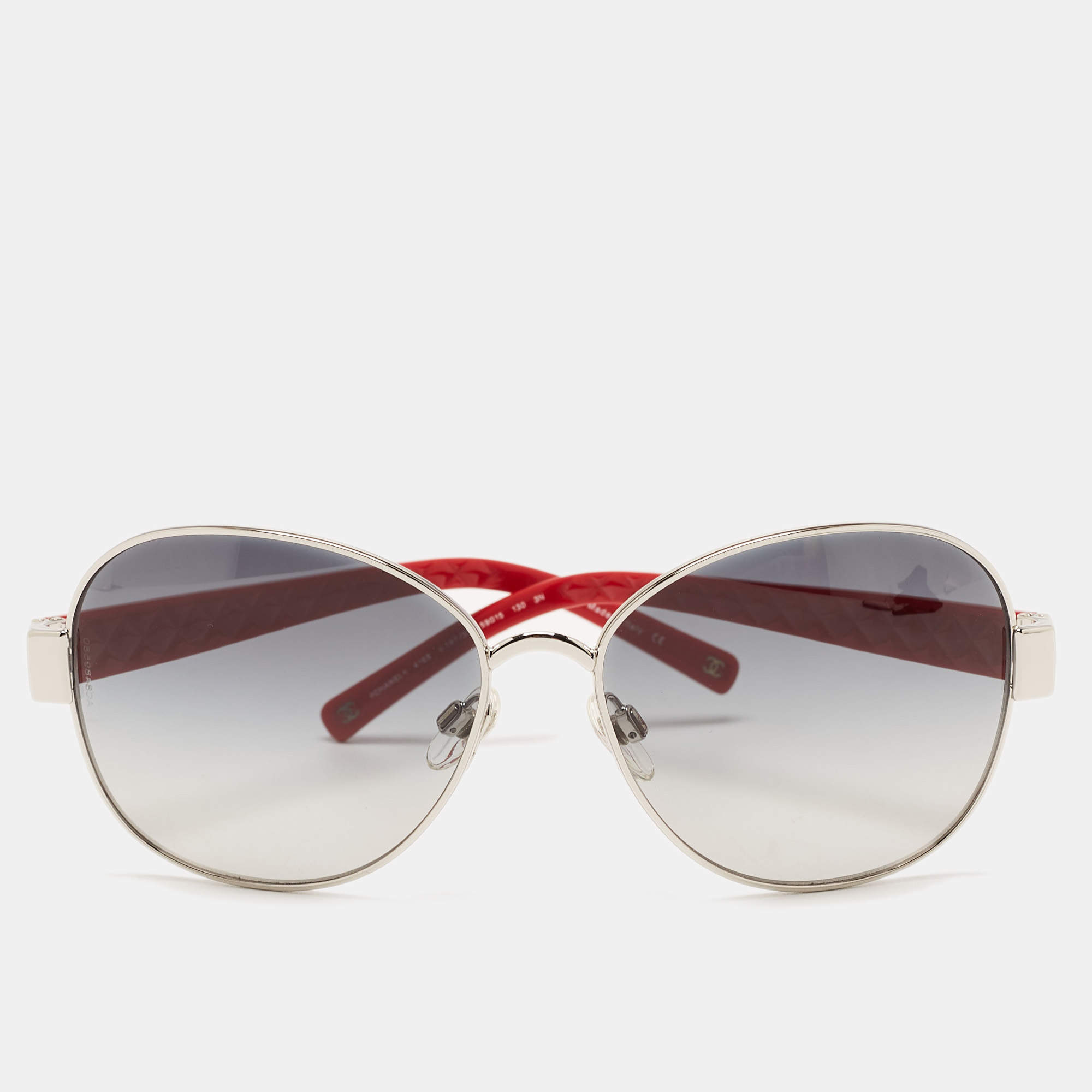 Chanel Red Gradient CC Quilted Aviator Sunglasses