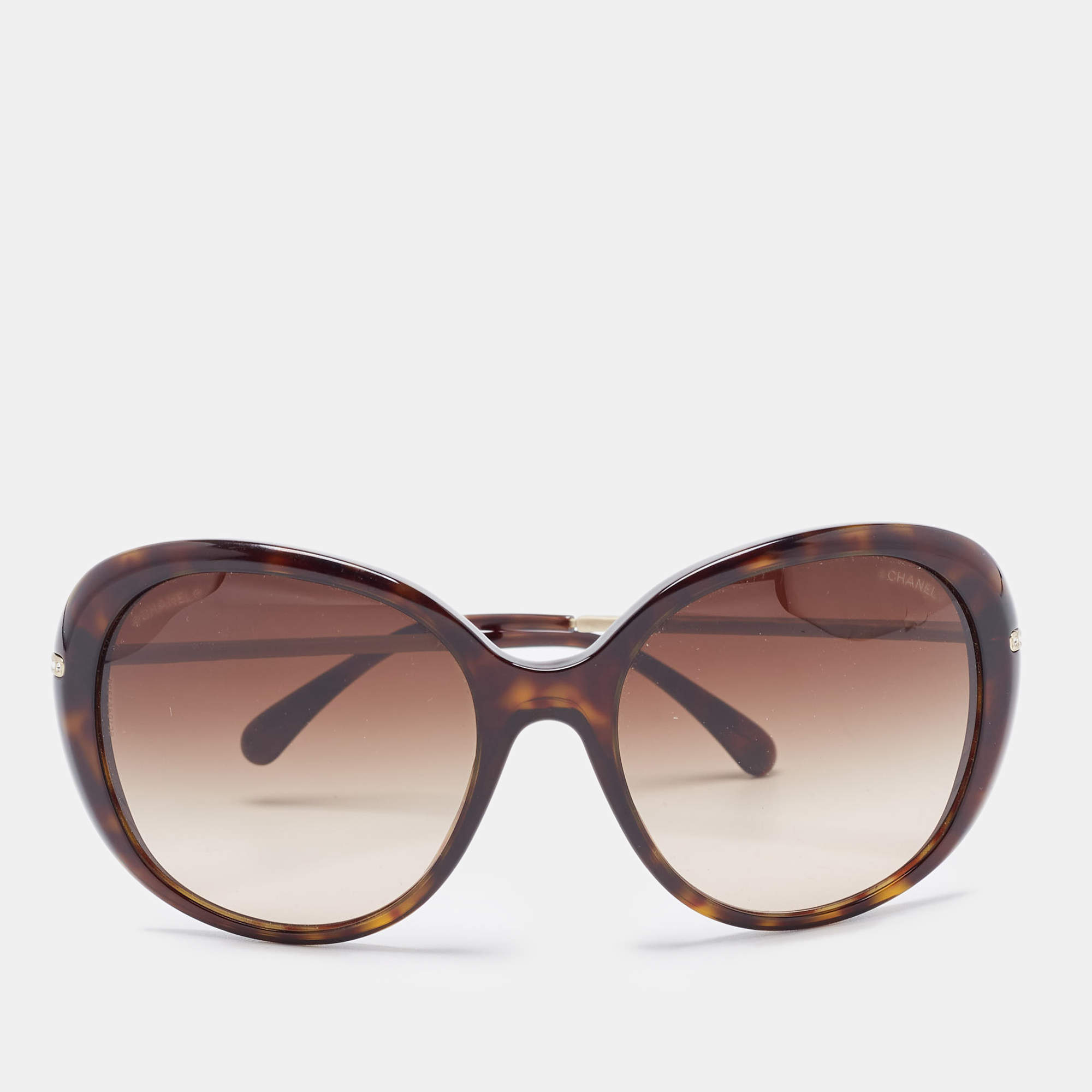 Chanel Brown Gradient 5233 Crystals Embellished Oval Sunglasses
