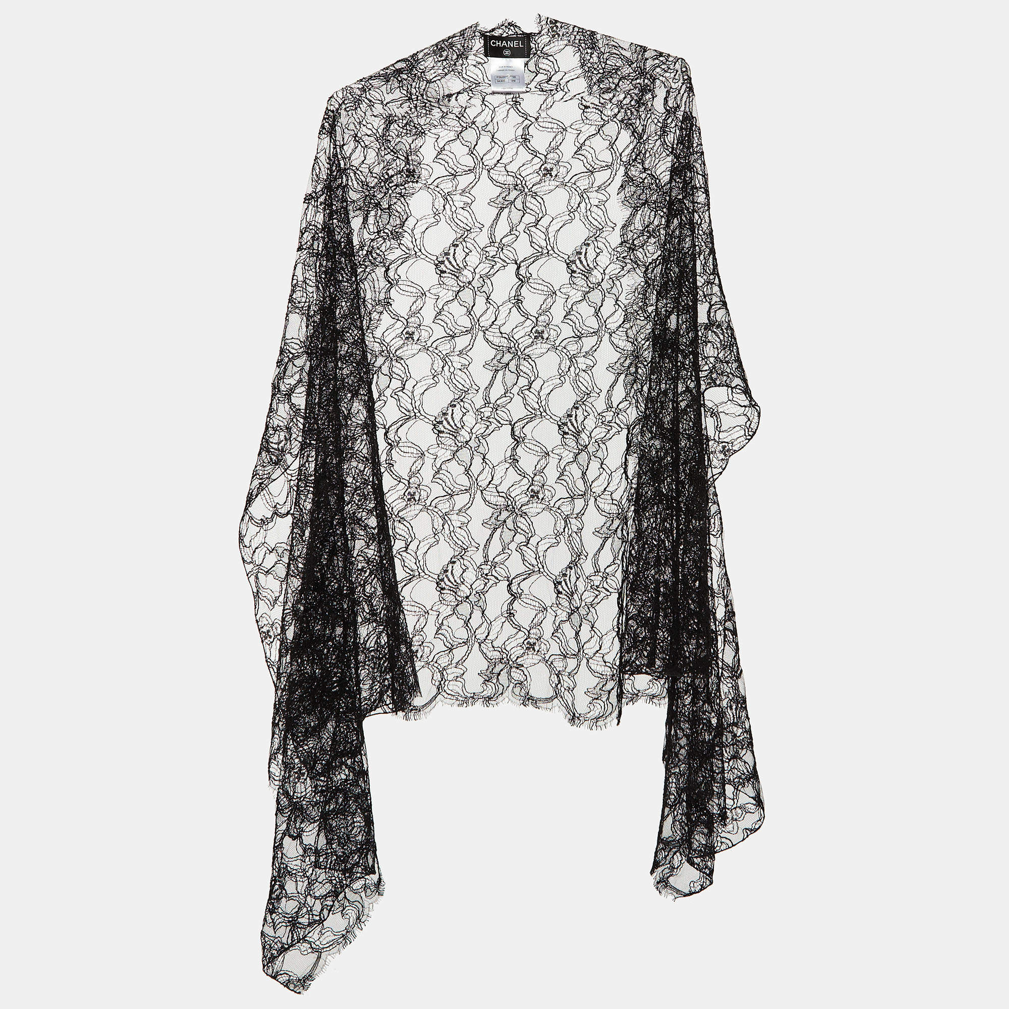 Chanel Black Lace Cape Style Shawl