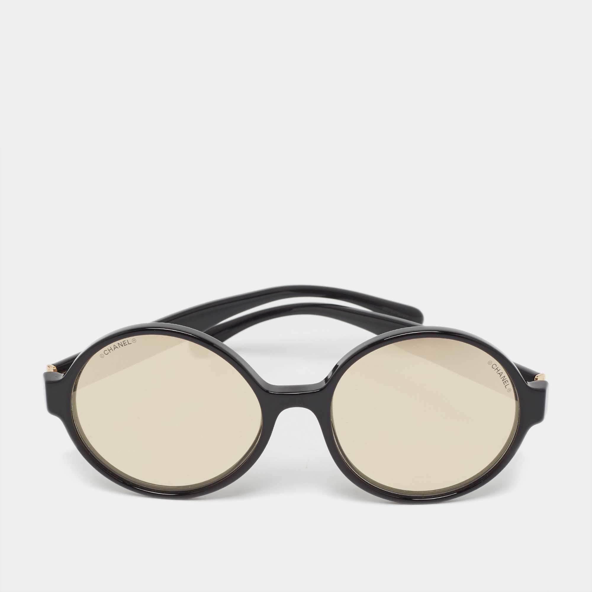 Chanel Black/Gold Mirrored 71311 Round Sunglasses