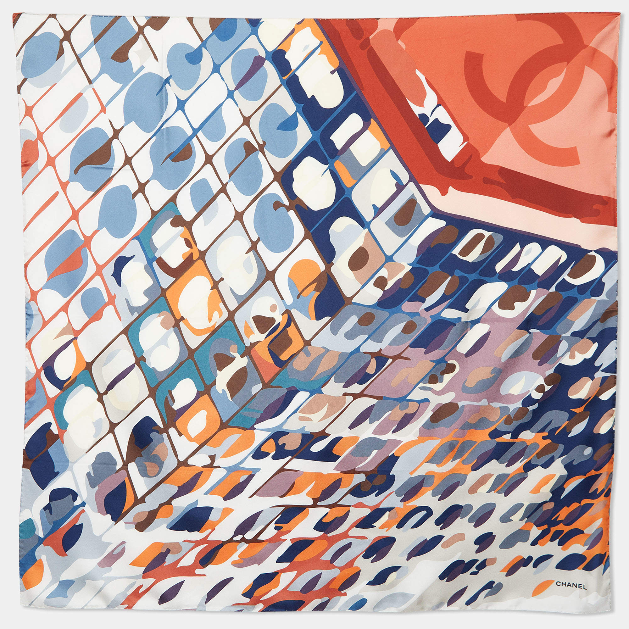Pre Owned Chanel Multicolor Abstract Print Silk Square Scarf