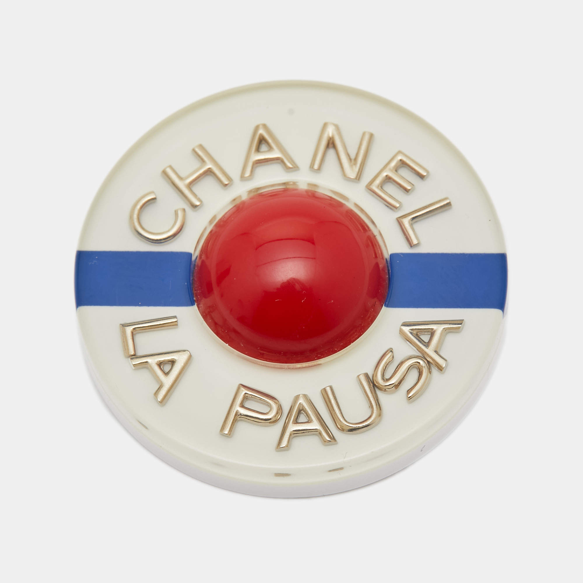 Chanel La Pausa Platic Resin Gold Tone Brooch