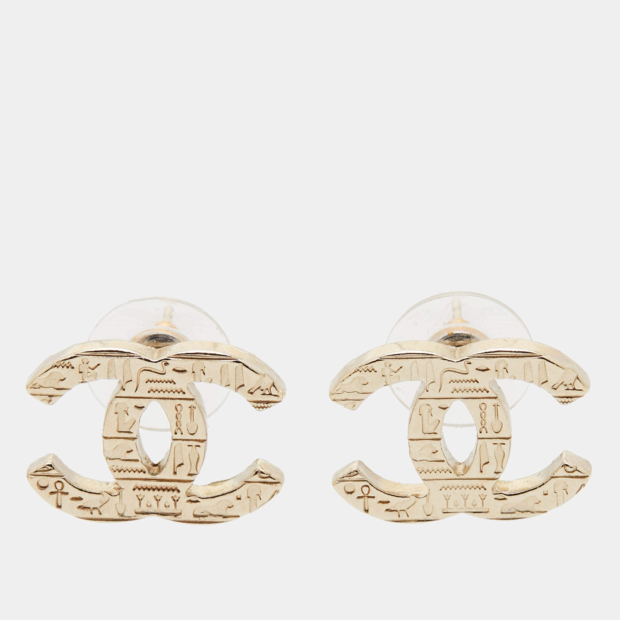 Pre Owned Chanel CC Gold Tone Earrings