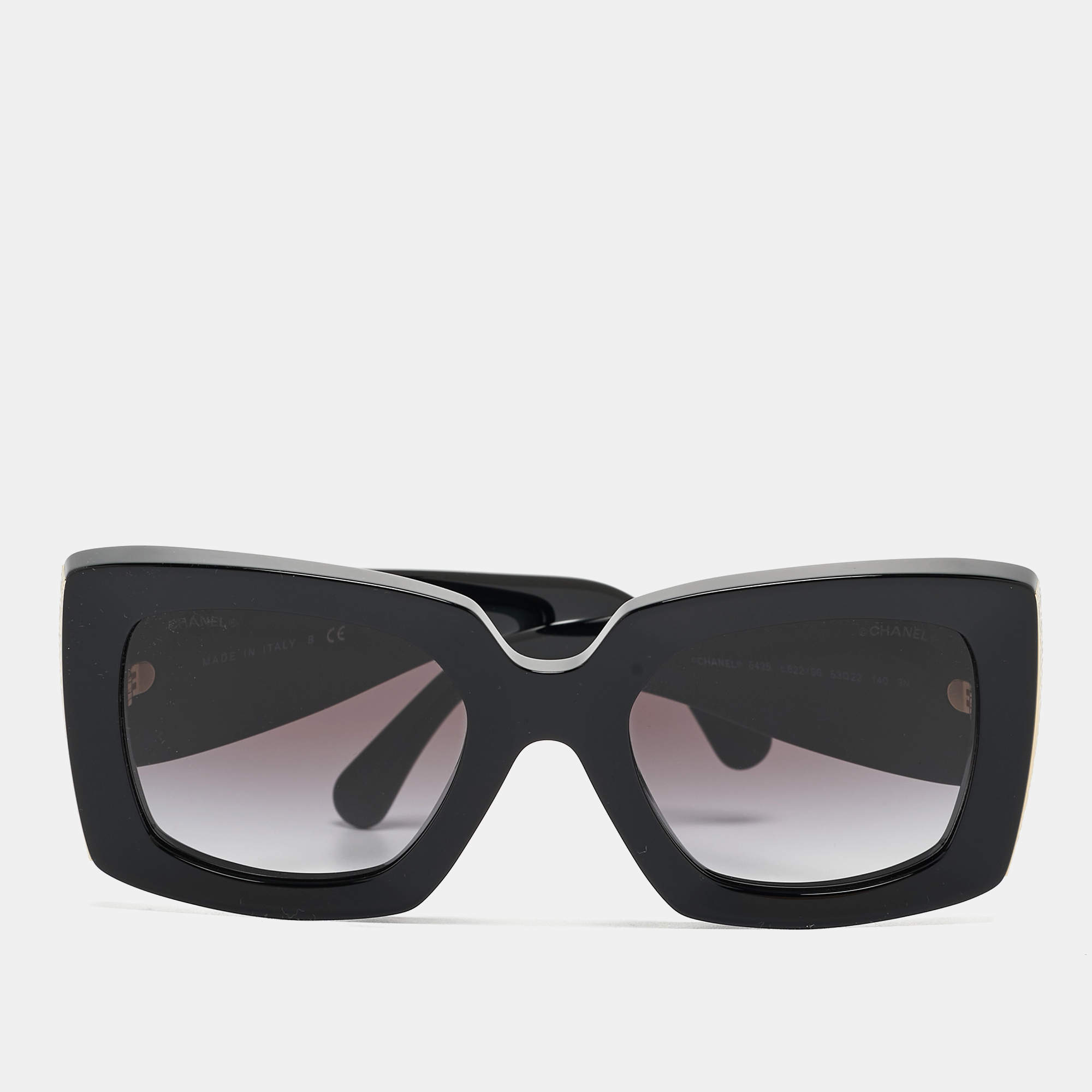 Chanel Black/Gold Gradient 5435 CC Metal Rectangular Sunglasses