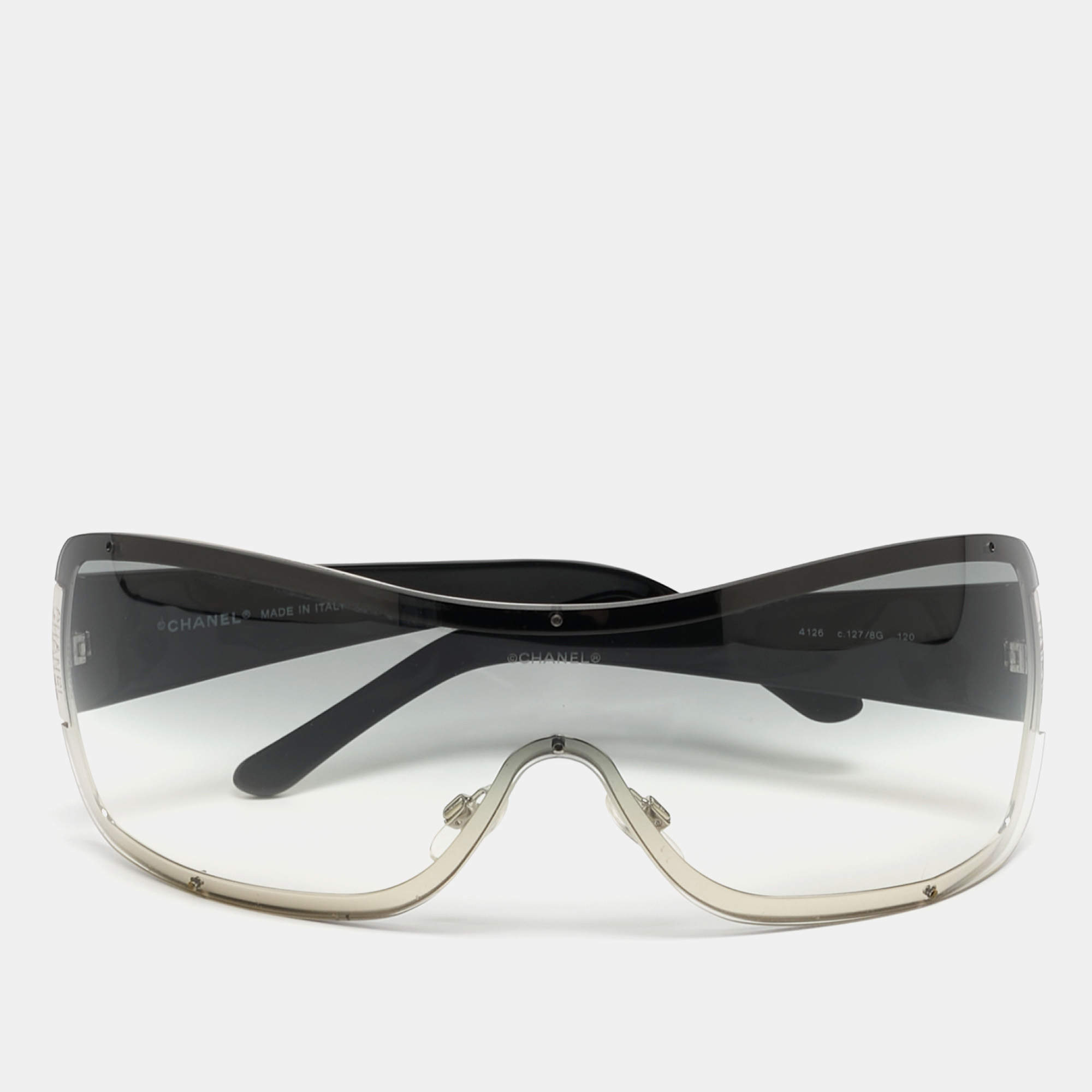 Pre Owned Chanel Black Gradient 4126 Shield Sunglasses