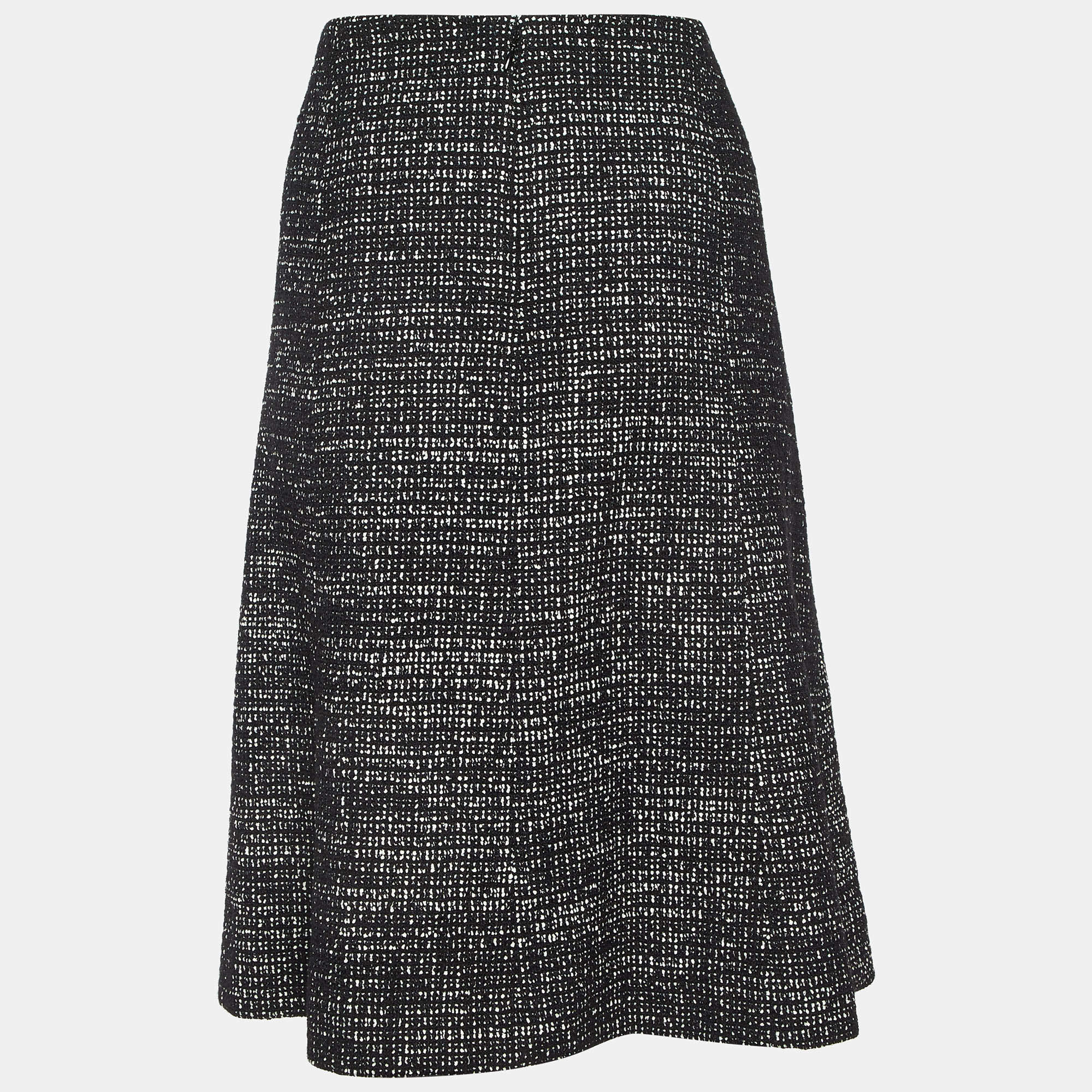 Pre Owned Chanel Black Tweed Knee Length Skirt XXL