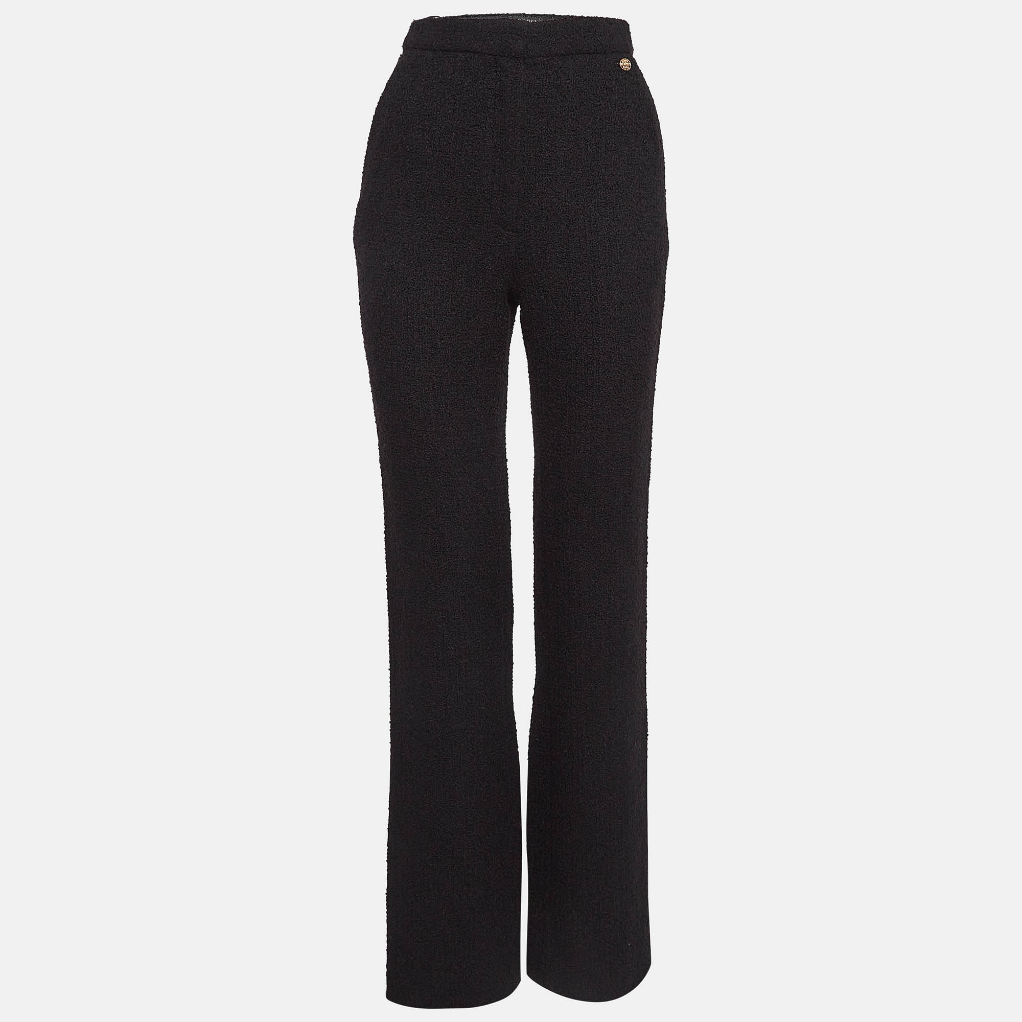 Chanel Black Wool Tweed Trousers S