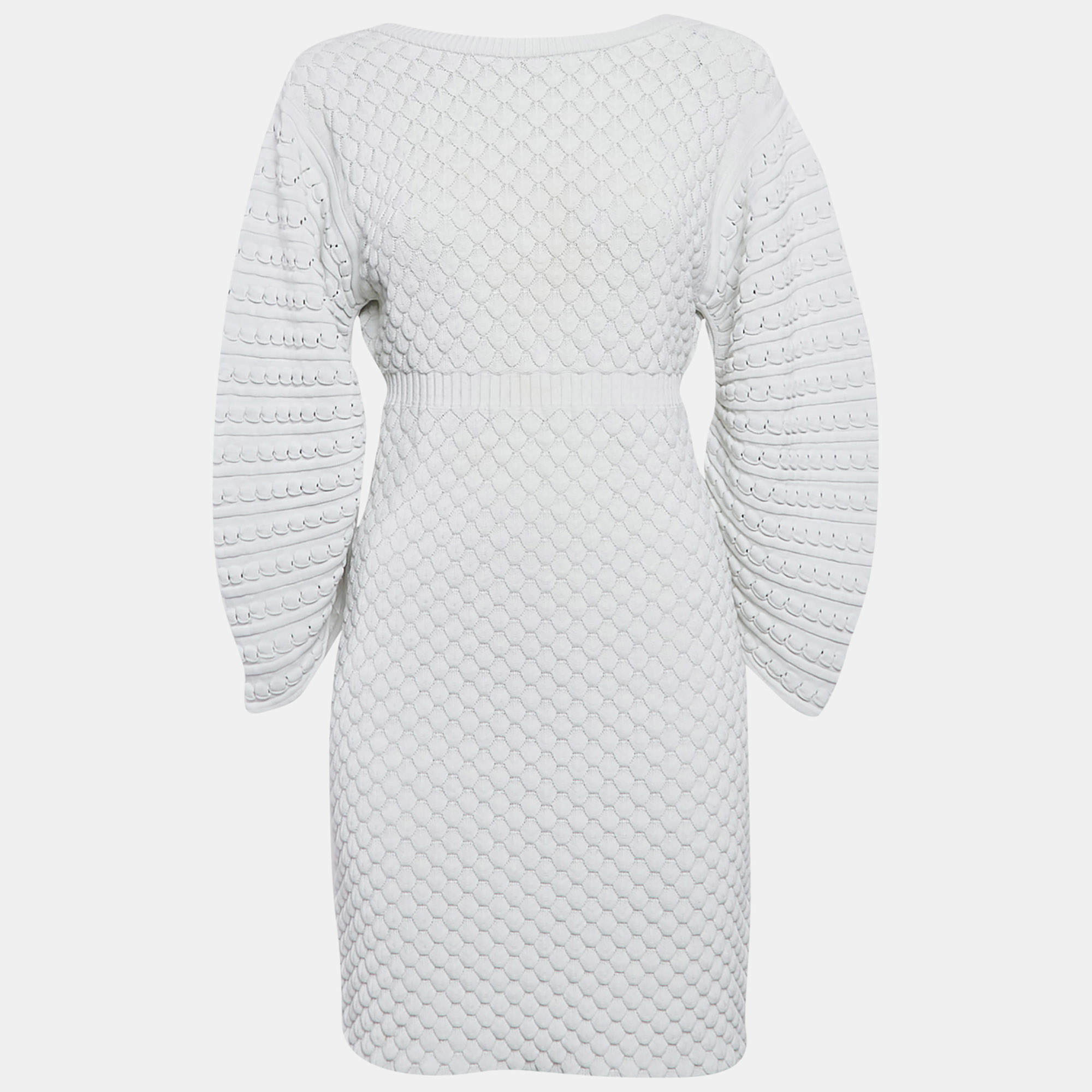 Chanel White Crochet Patterned Knit Mini Dress M