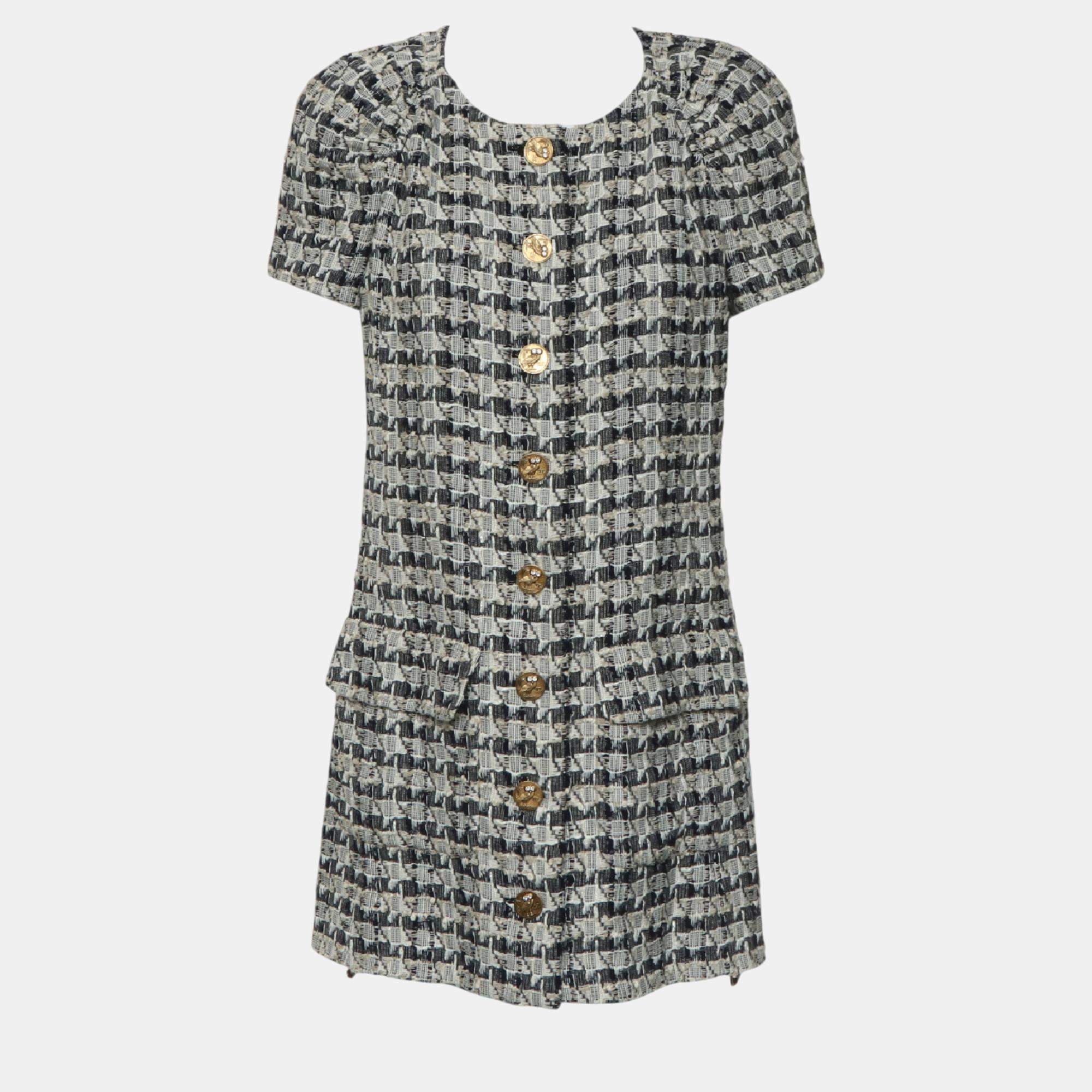 Chanel Tweed Button Up Dress M