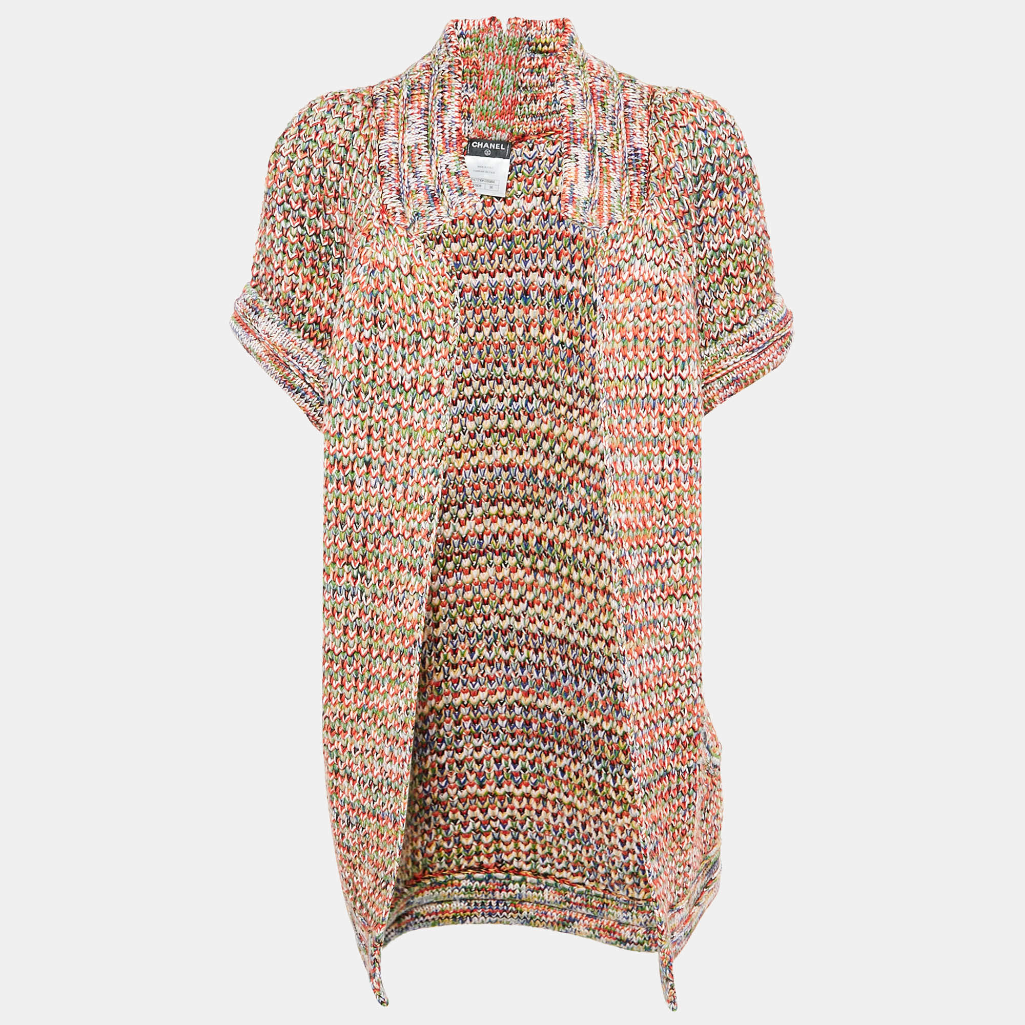 Chanel Multicolor Wool Open Front Long Cardigan S