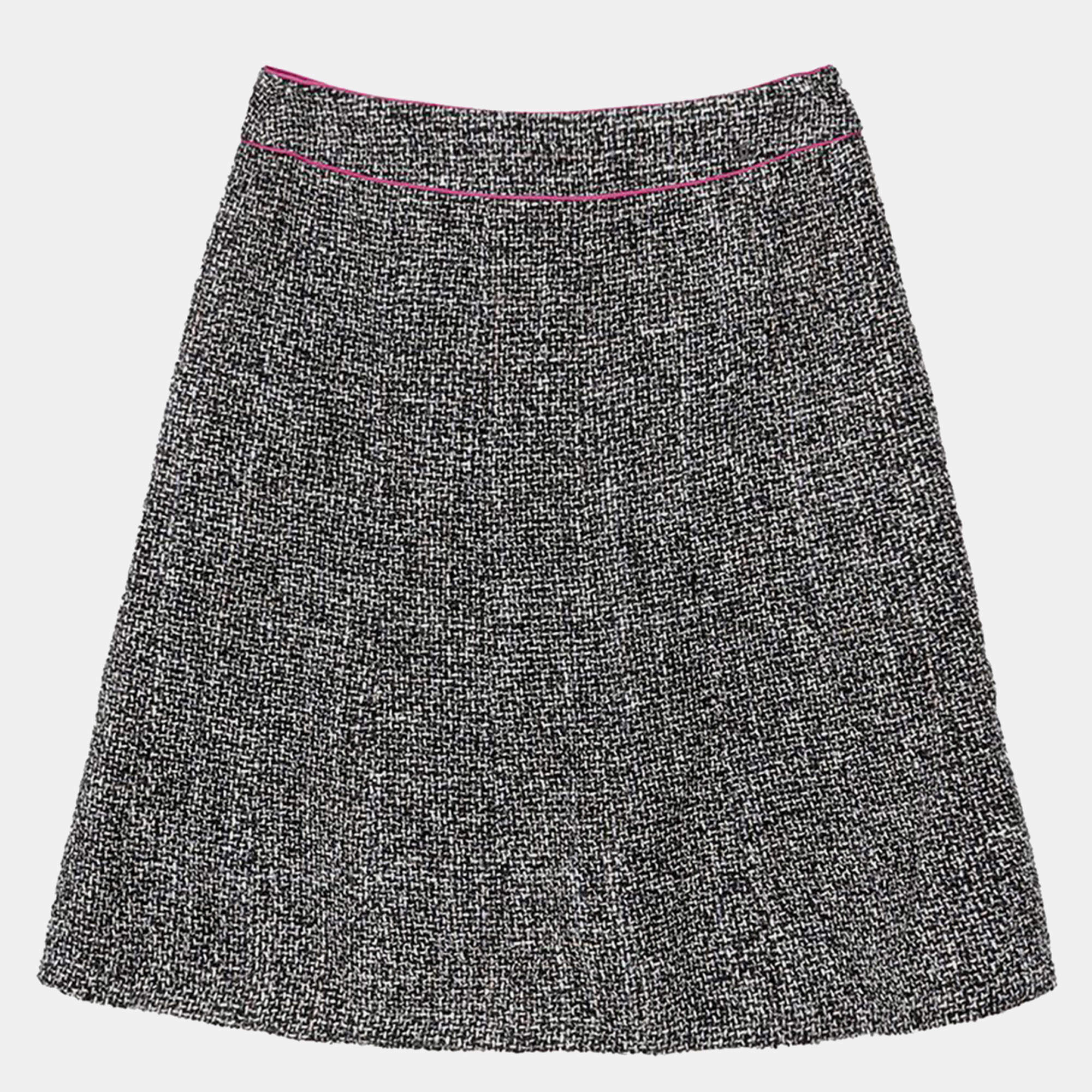Chanel Black Multicolour Tweed Skirt Size 40