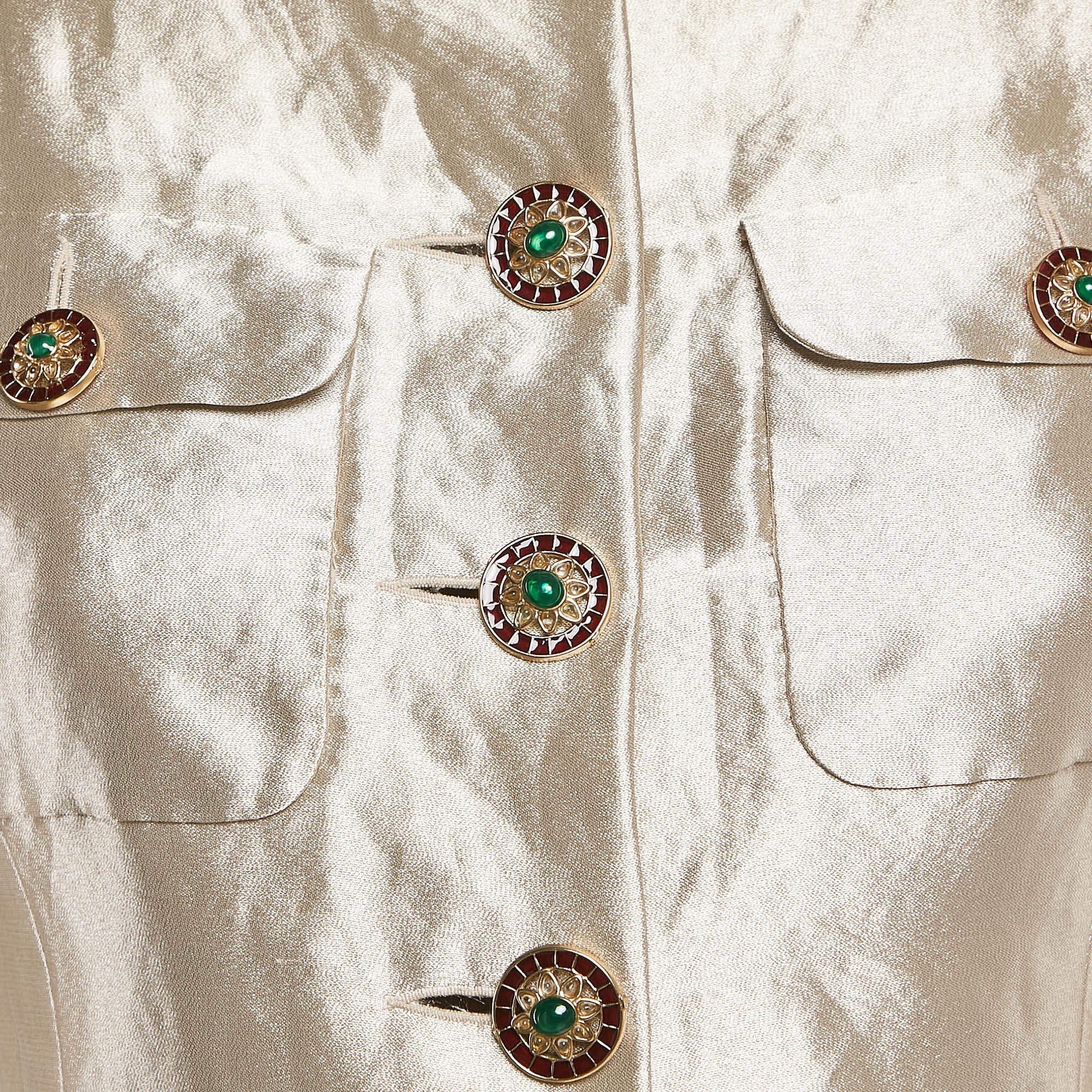 مملوكة مسبقًا Chanel Metallic Silk Blend Blazer and Skirt Set S