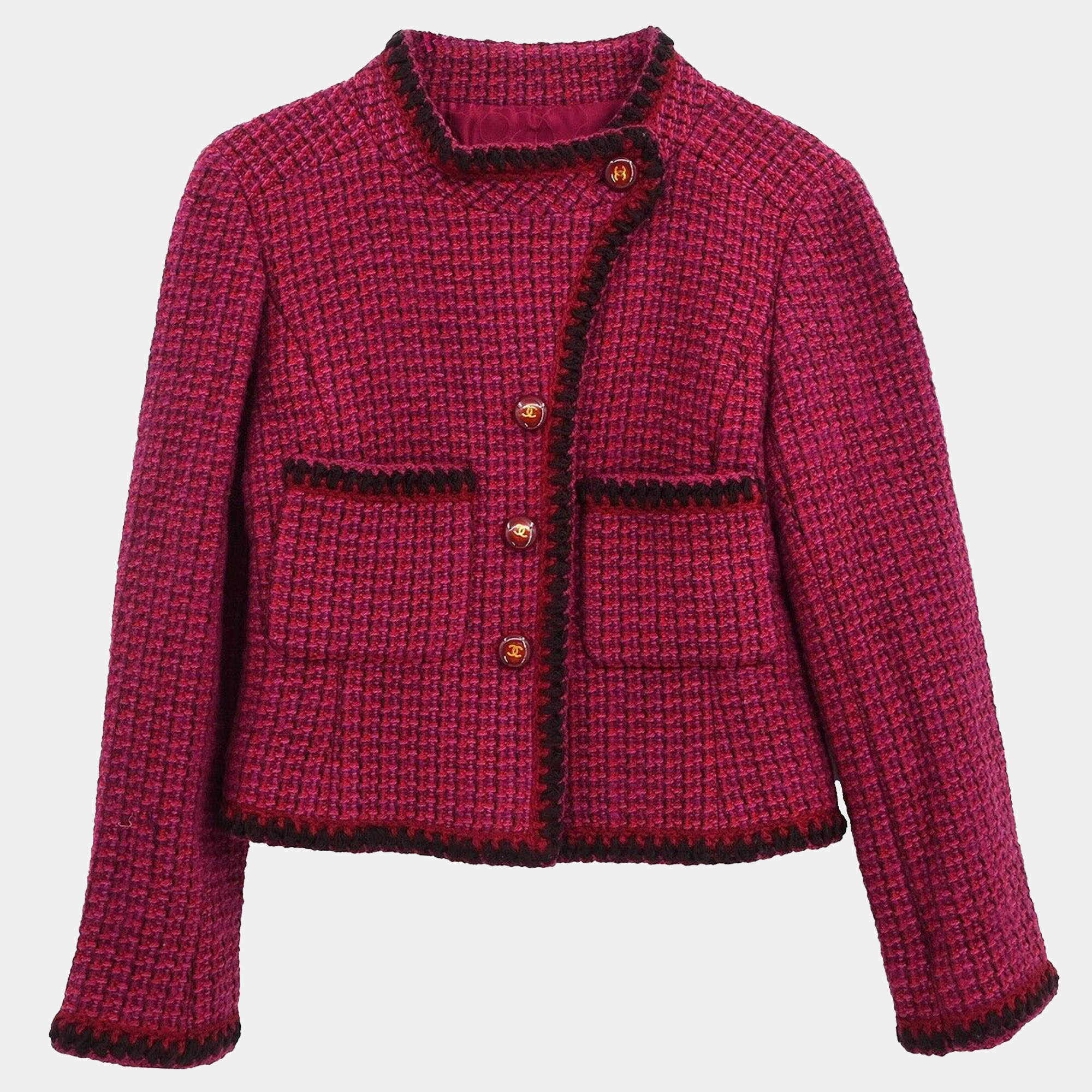 Chanel Pink Collarless Jacket Size 36